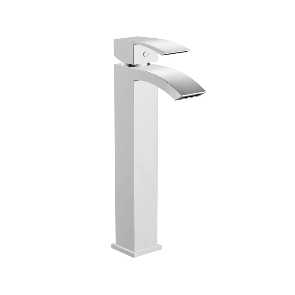 Chrome bathroom Tall  Mono Mixer Tap on a white background