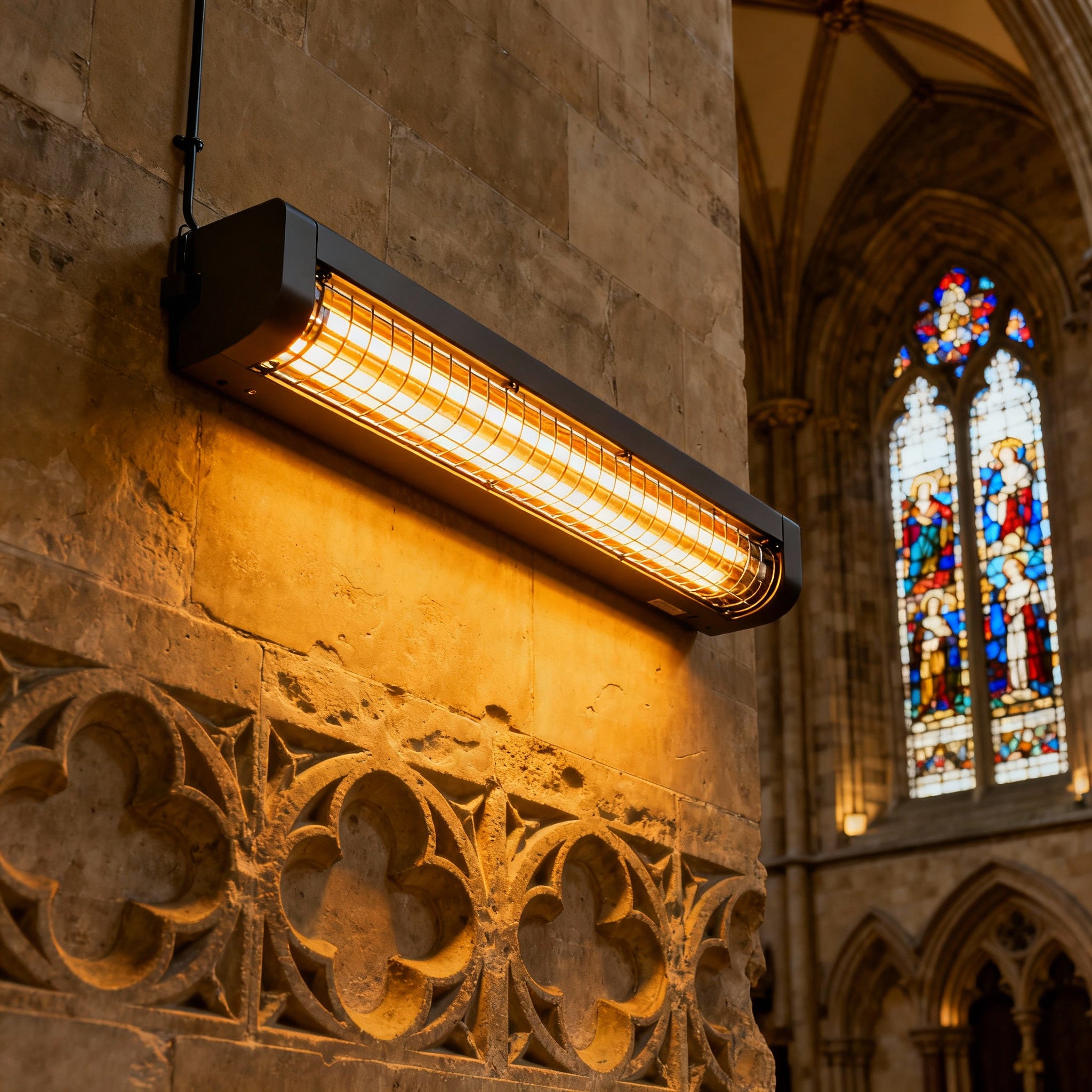 Infrared bar heaters for church