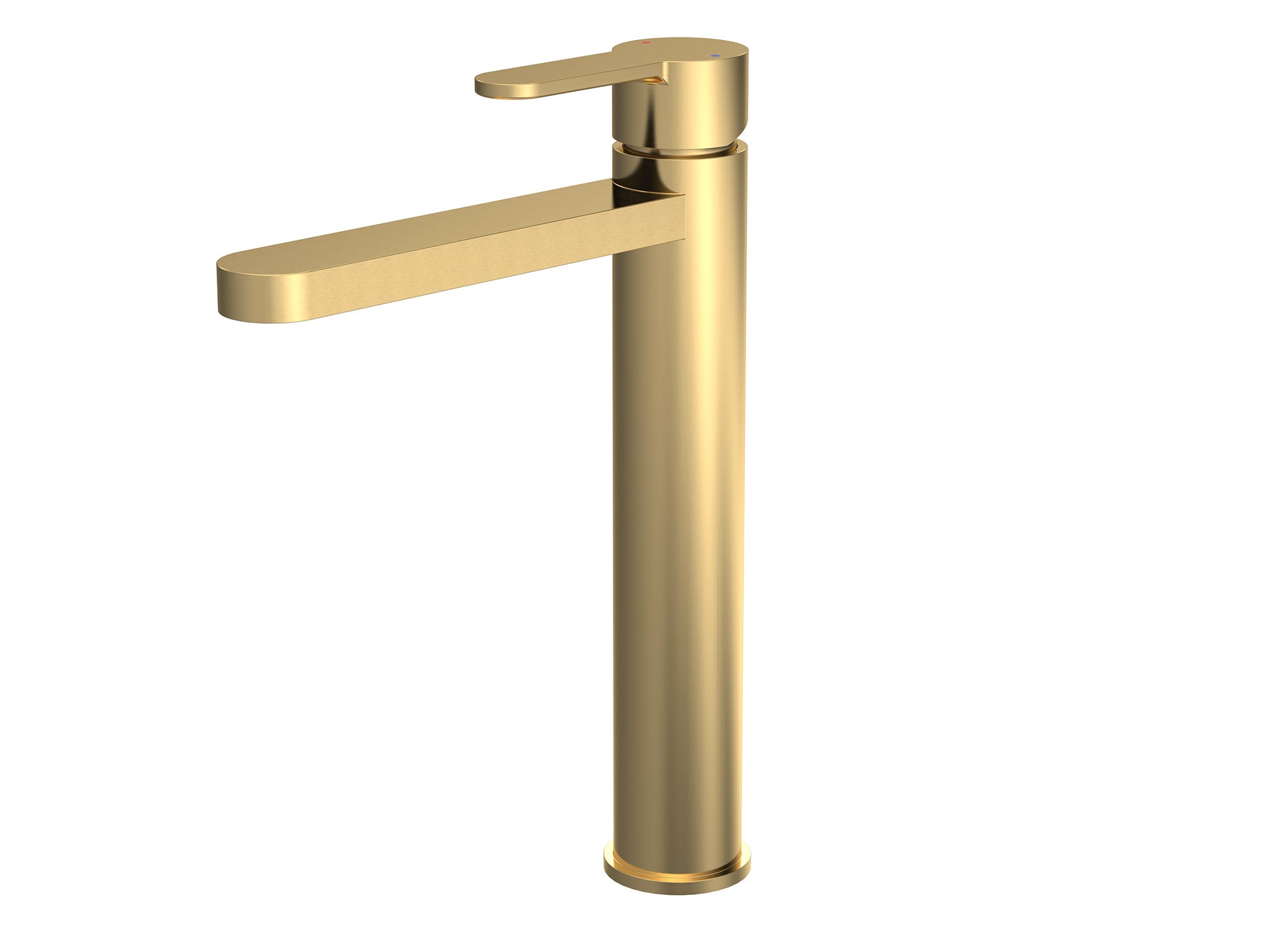 Tall round bathroom tap with push-button waste for UK bathrooms