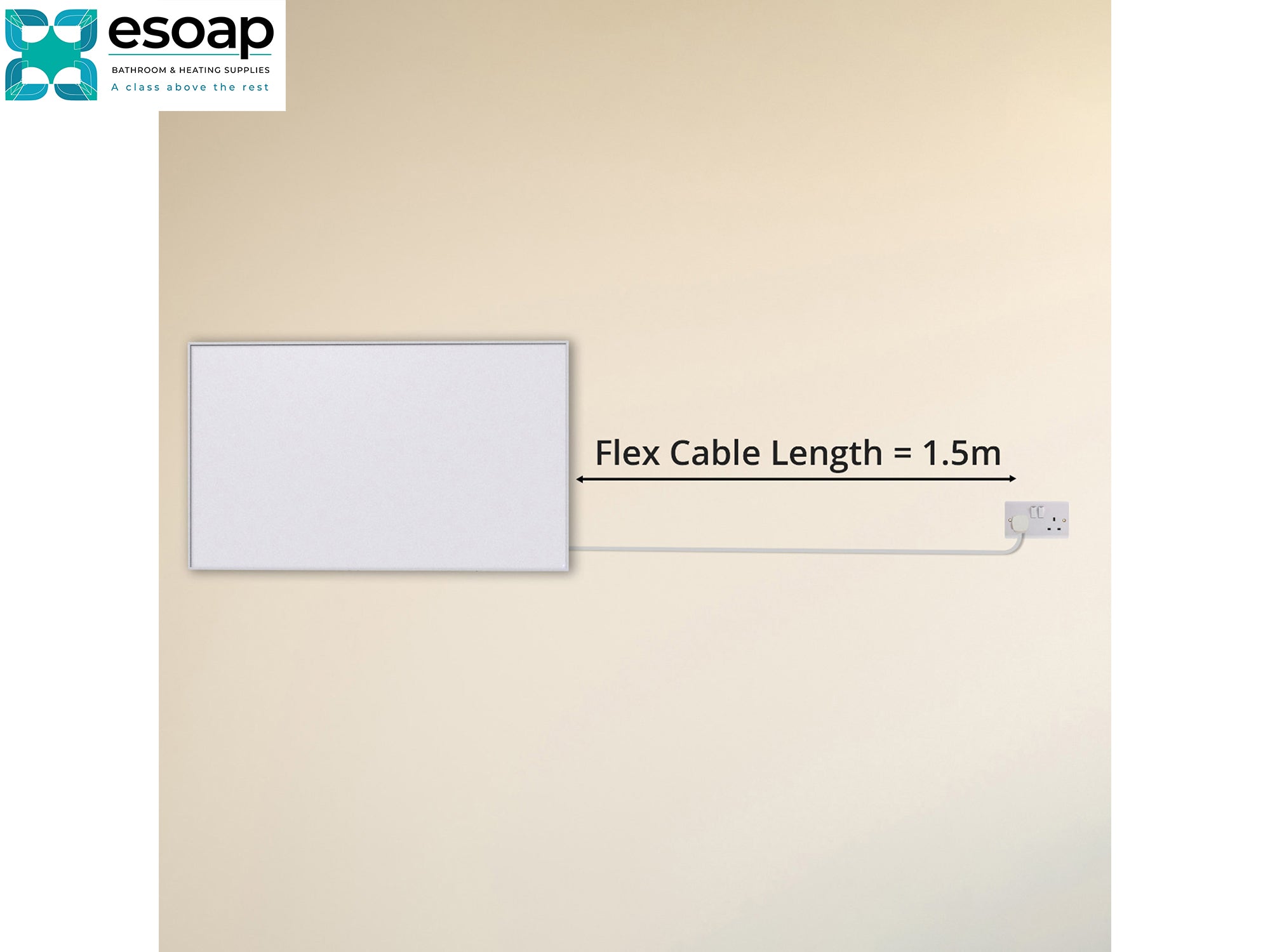 1200W Classic Infrared Heating Panel White flex cable length 1.5m - Esoap