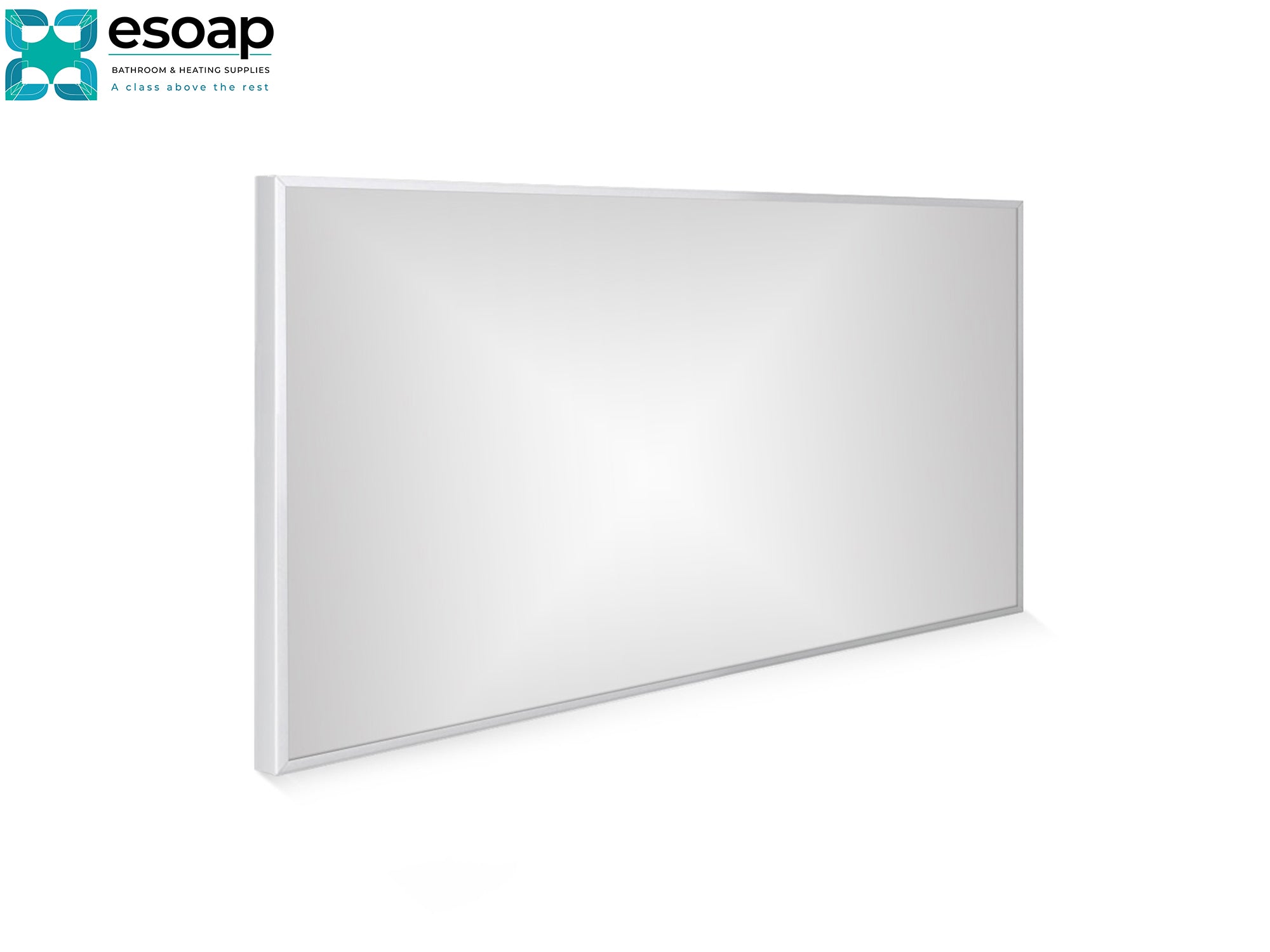 White 580W Classic Infrared Heating Panel on a white background with 'esoap' branding.