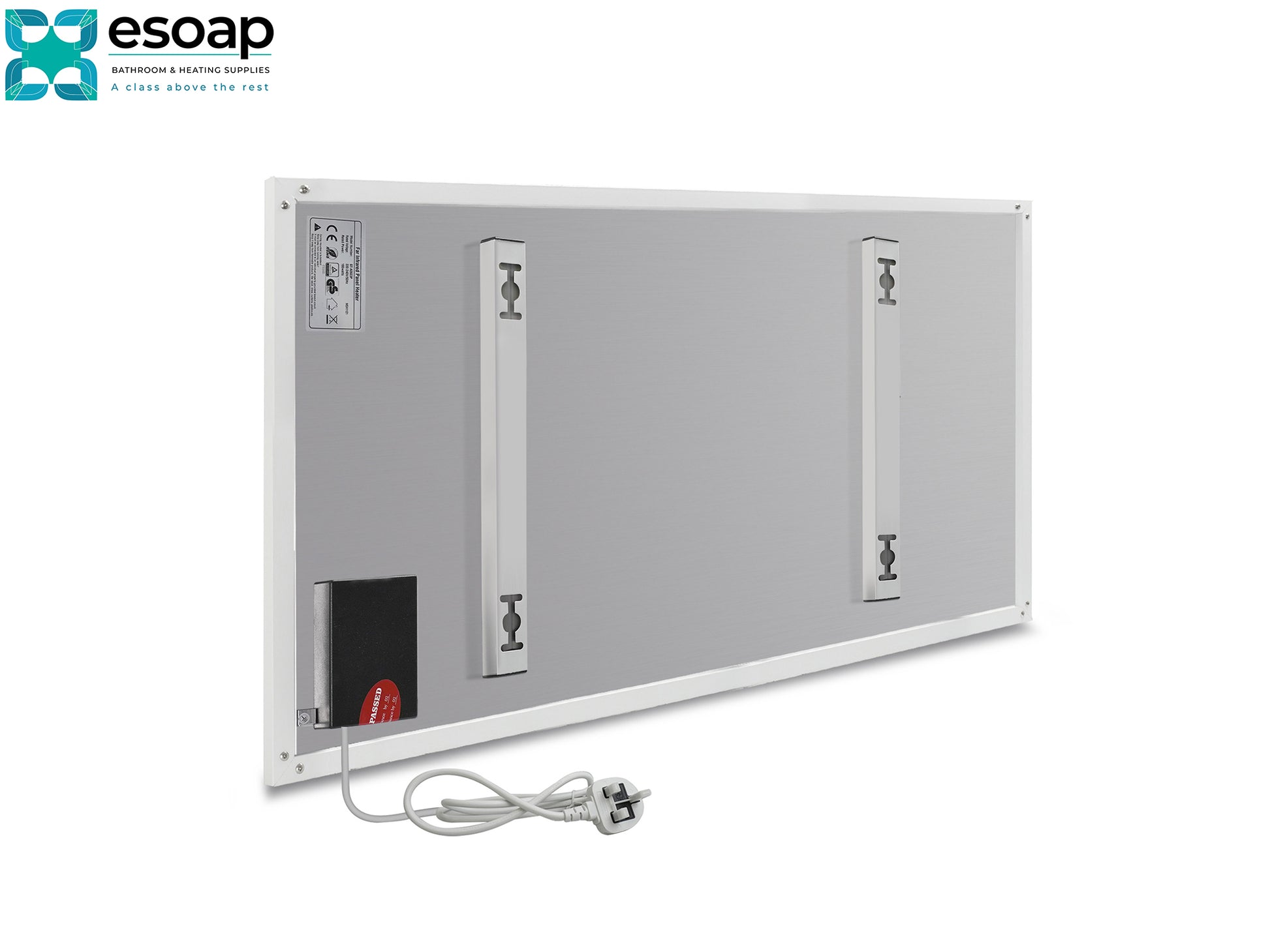700W Classic Infrared Heating Panel White with backside of the panel with wire - Esoap