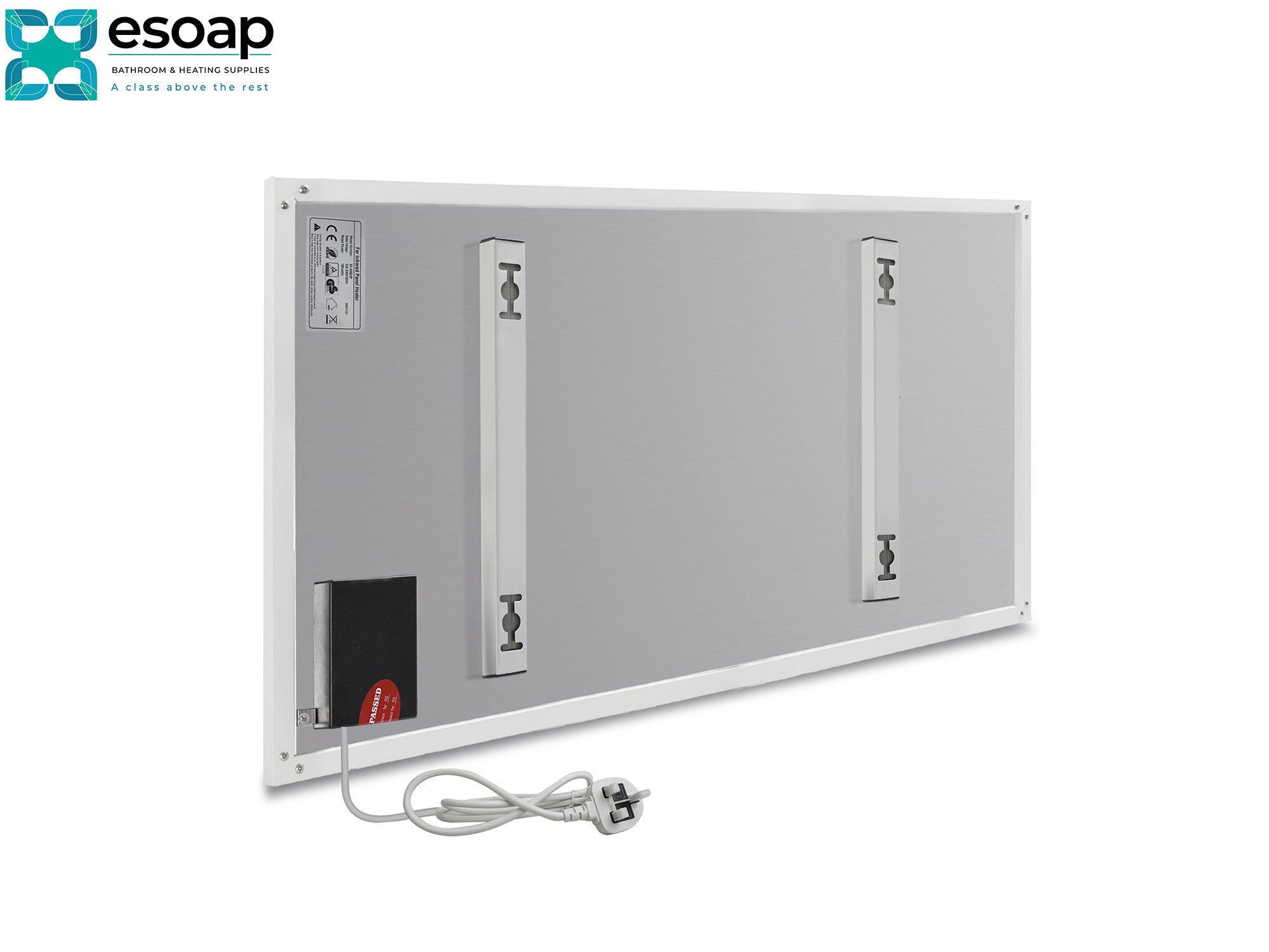 700W Classic Infrared Heating Panel Silver backside of the panel with wire - Esoap