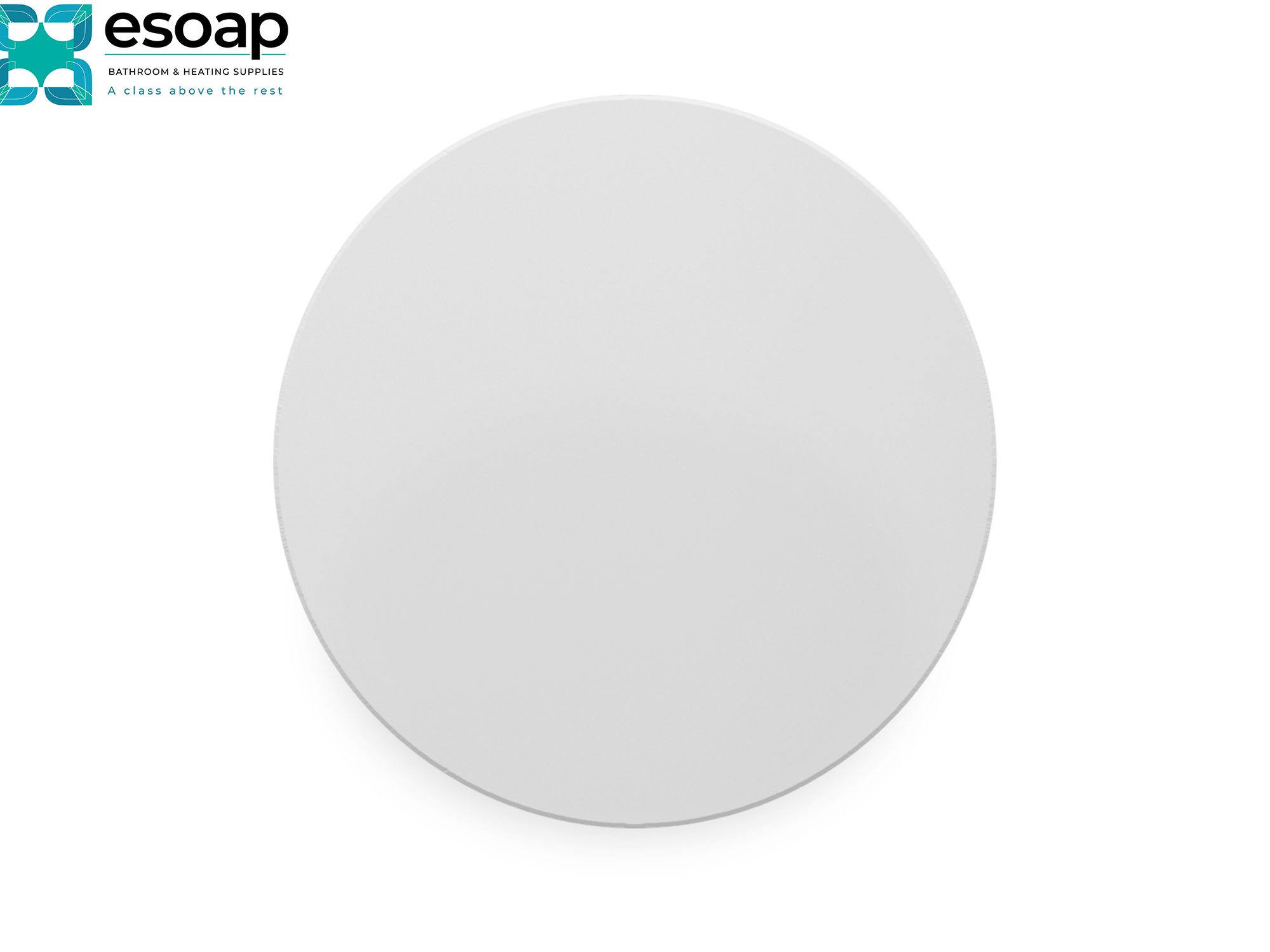 500W Premium Round Frameless Infrared Heating Panel on a white background with 'esoap' branding.