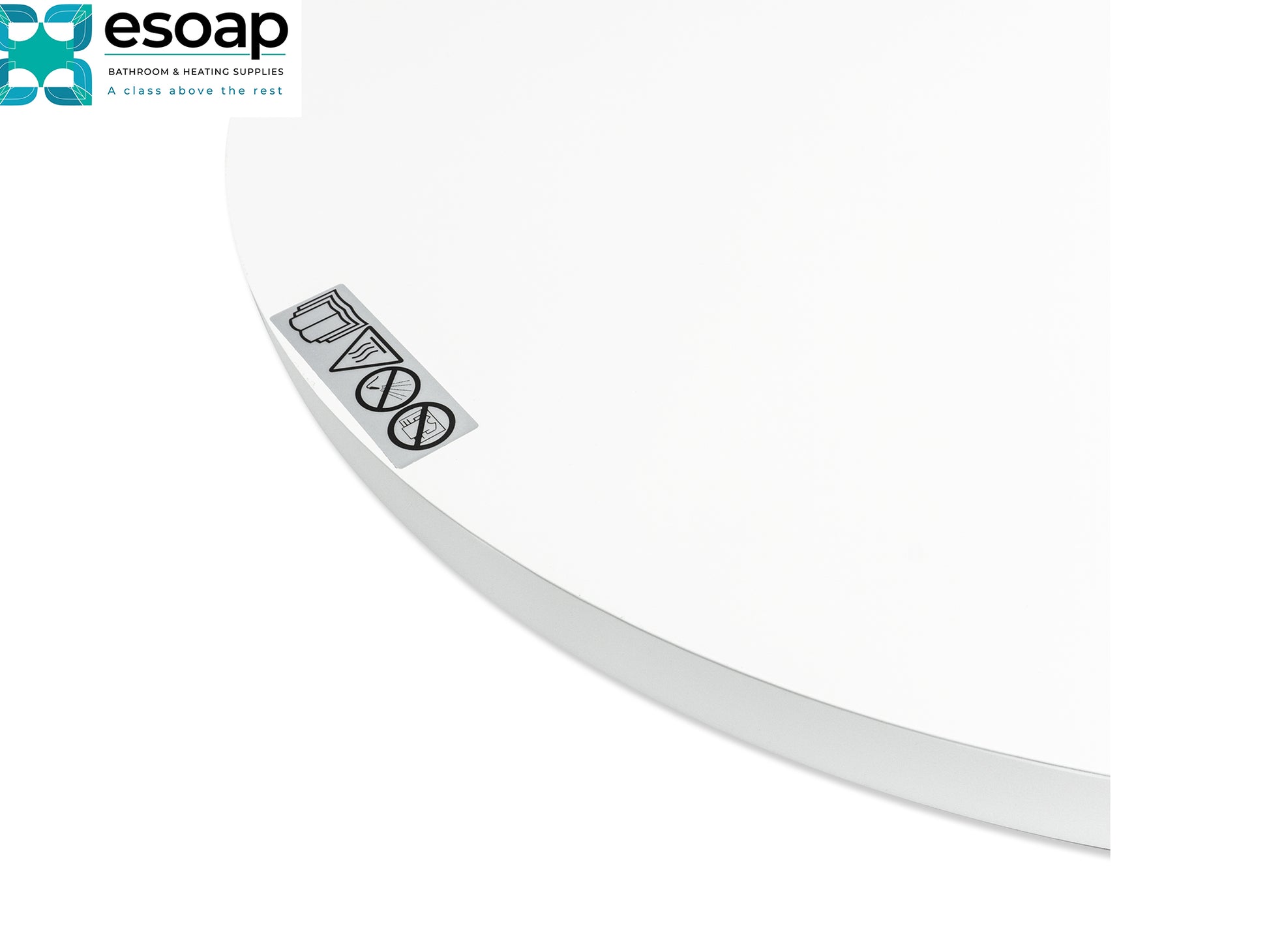 500W Premium Round Frameless Infrared Heating Panel with a logo on a white background, featuring the brand 'esoap'.