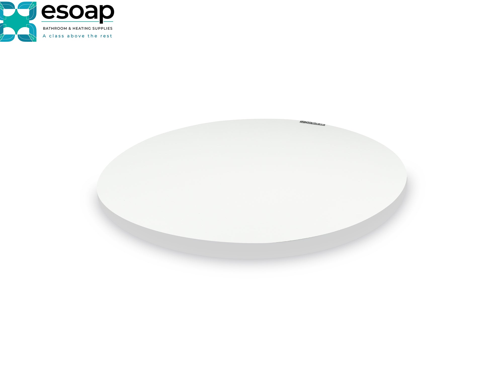 500W Premium Round Frameless Infrared Heating Panel on a white background with 'esoap' branding.