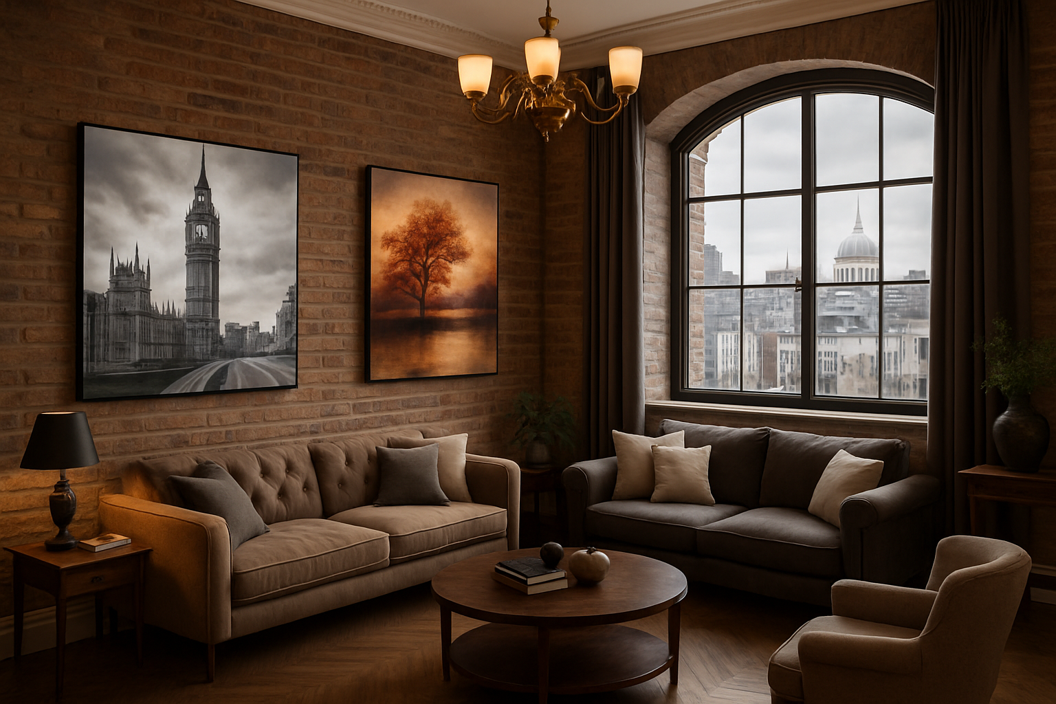 Brown walls with good stylish Infrared picture heaters