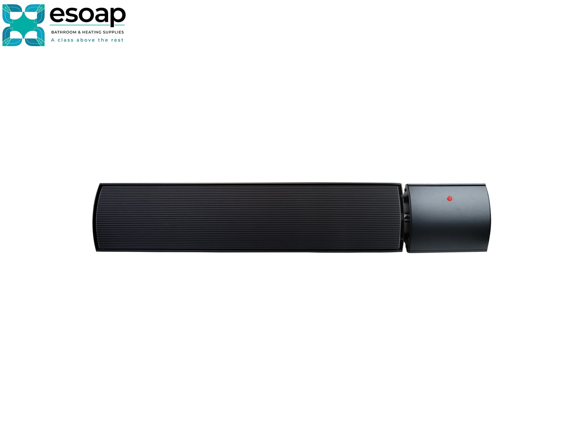1.2kW Hellos Infrared Bar Heater with a red light on a white background, featuring the Esoap logo.