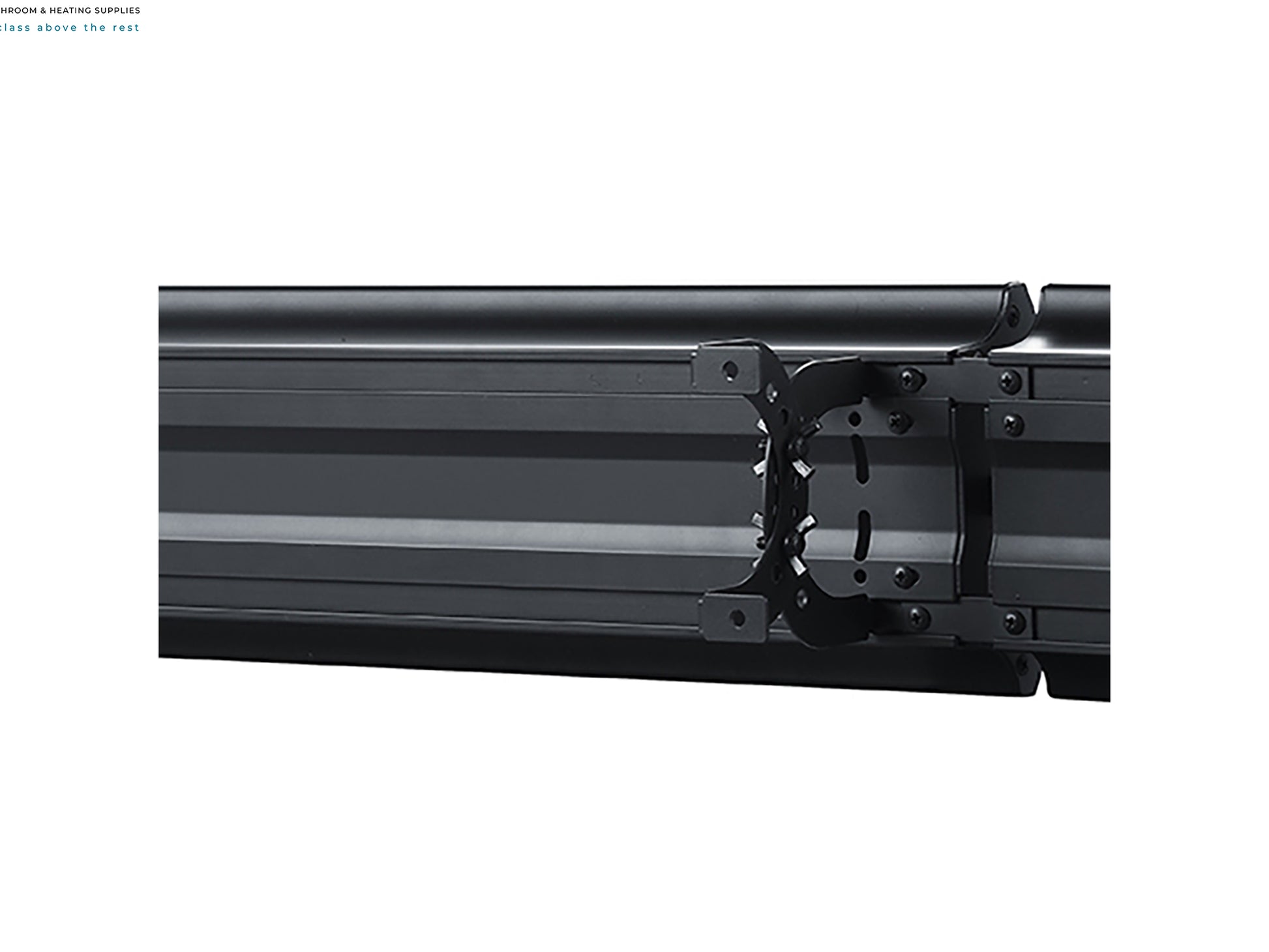 Close-up of a black metal roof rack on a white background for 1.2kW Hellos Infrared Bar Heater