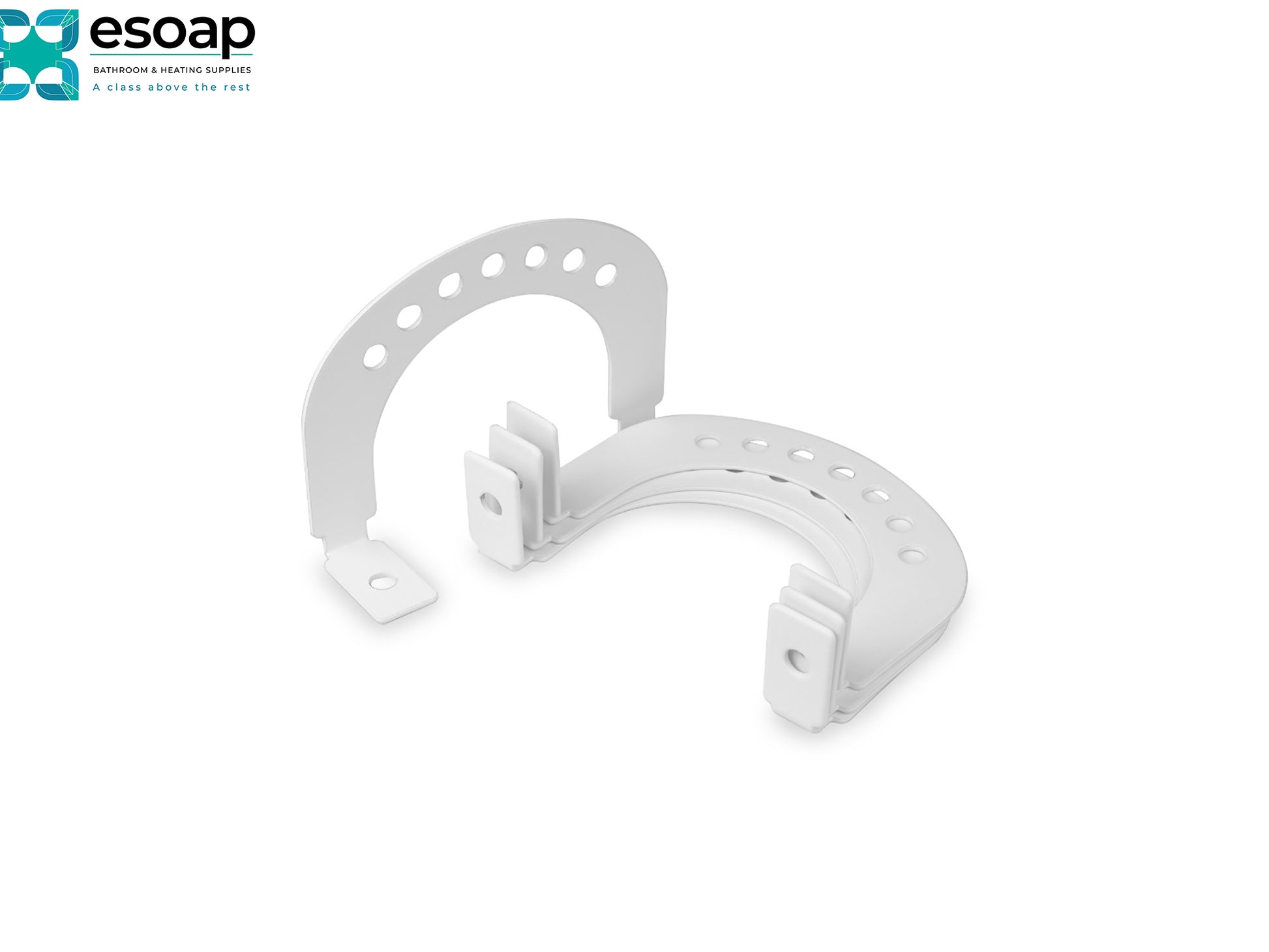 White plastic bracket on a white background with 'esoap' branding for 1.8kW Hellos Infrared Bar Heater White
