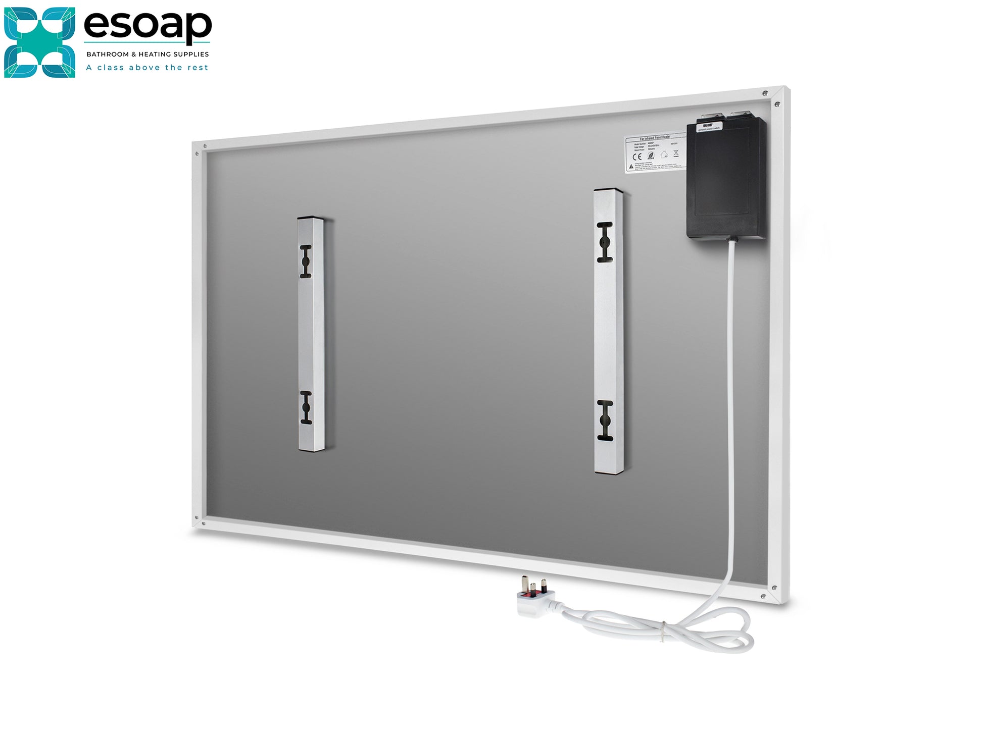 580W Nexus Wi-Fi Image Infrared Heating Panel with control panel on a white background, featuring the Esoap brand.