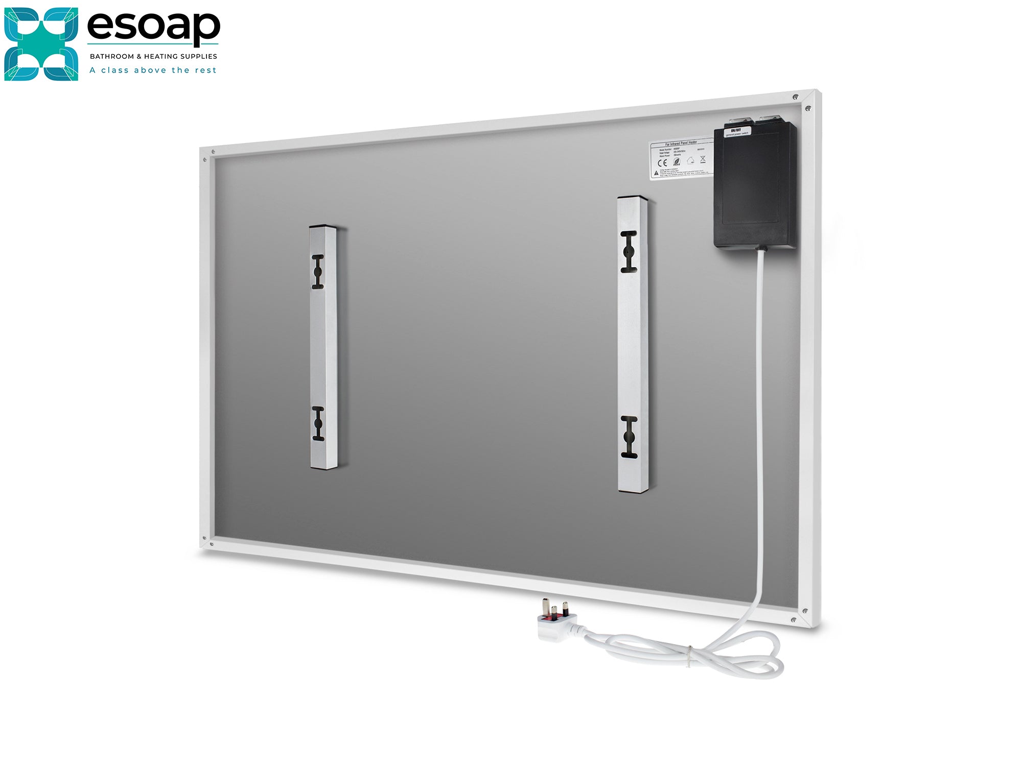 580W Nexus Wi-Fi Image Infrared Heating Panel with control panel on a white background, featuring the Esoap brand.