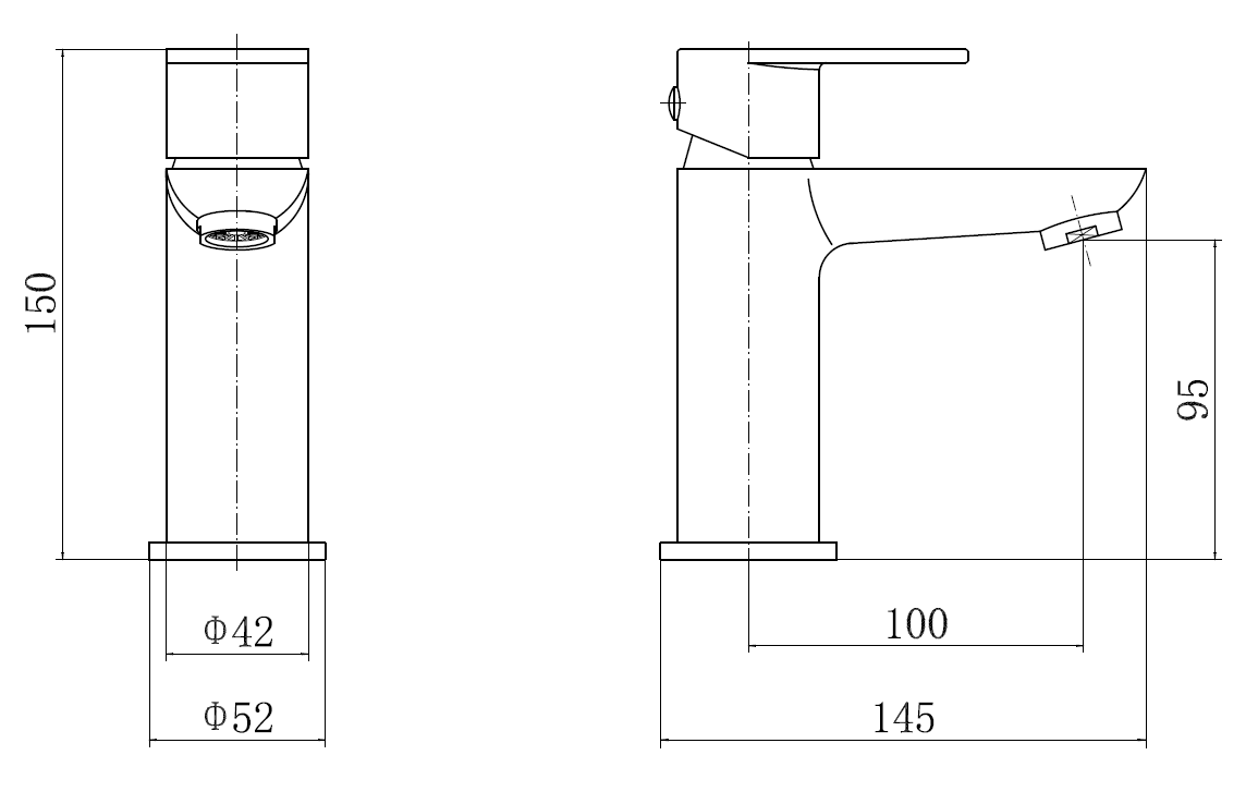 Barmouth Mono Basin Mixer Tap Drawing