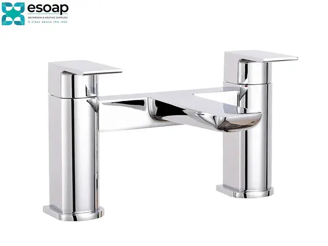 Chrome Bath Filler Deck Mounted Tap bathroom faucet on a white background with Esoap logo.