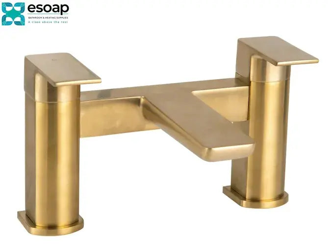 Esoap Brass Bath Filler with 'essoap' logo on a white background