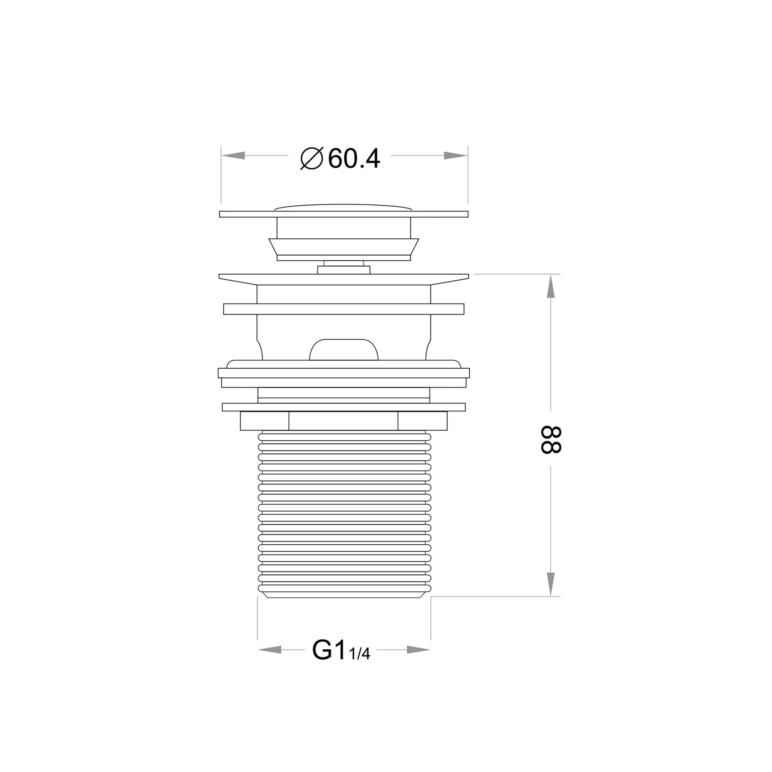 chrome Mitta Mono Basin Mixer Tap's Waste technical drawing
