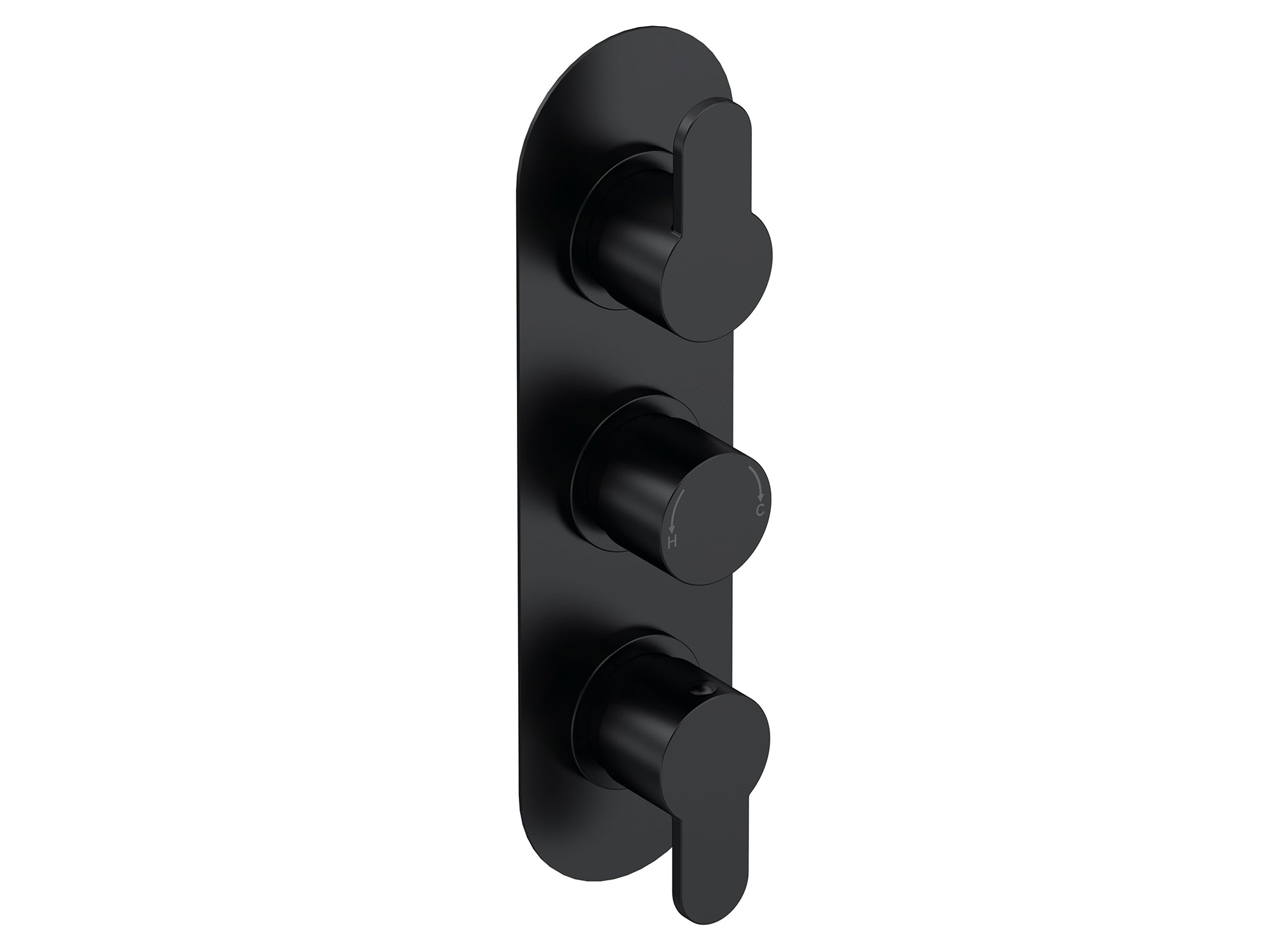 Nuie Arvan Triple Thermostatic Valve With Diverter - Matt Black