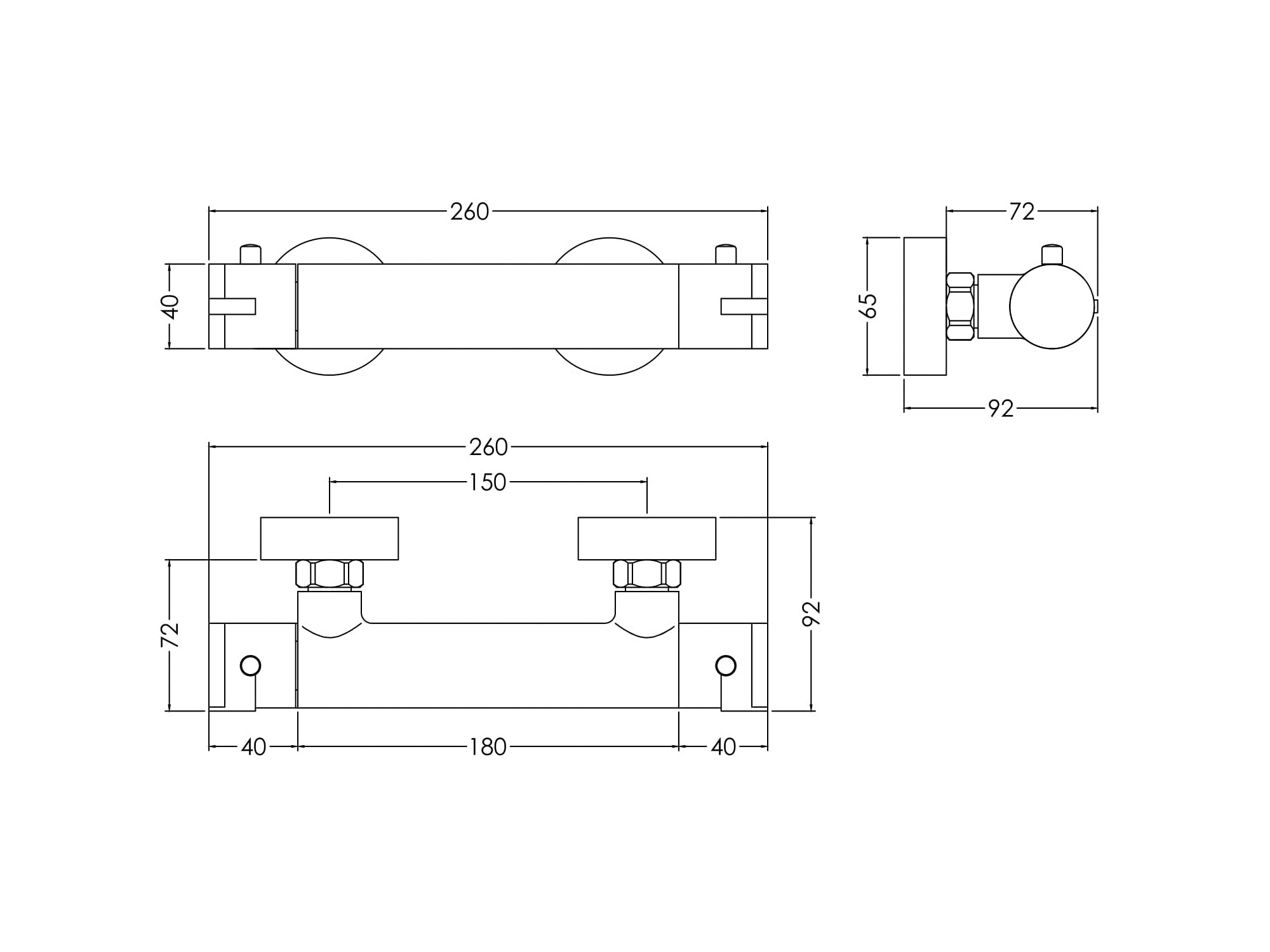 Nuie Arvan Chrome Thermostatic Round Bar Valve