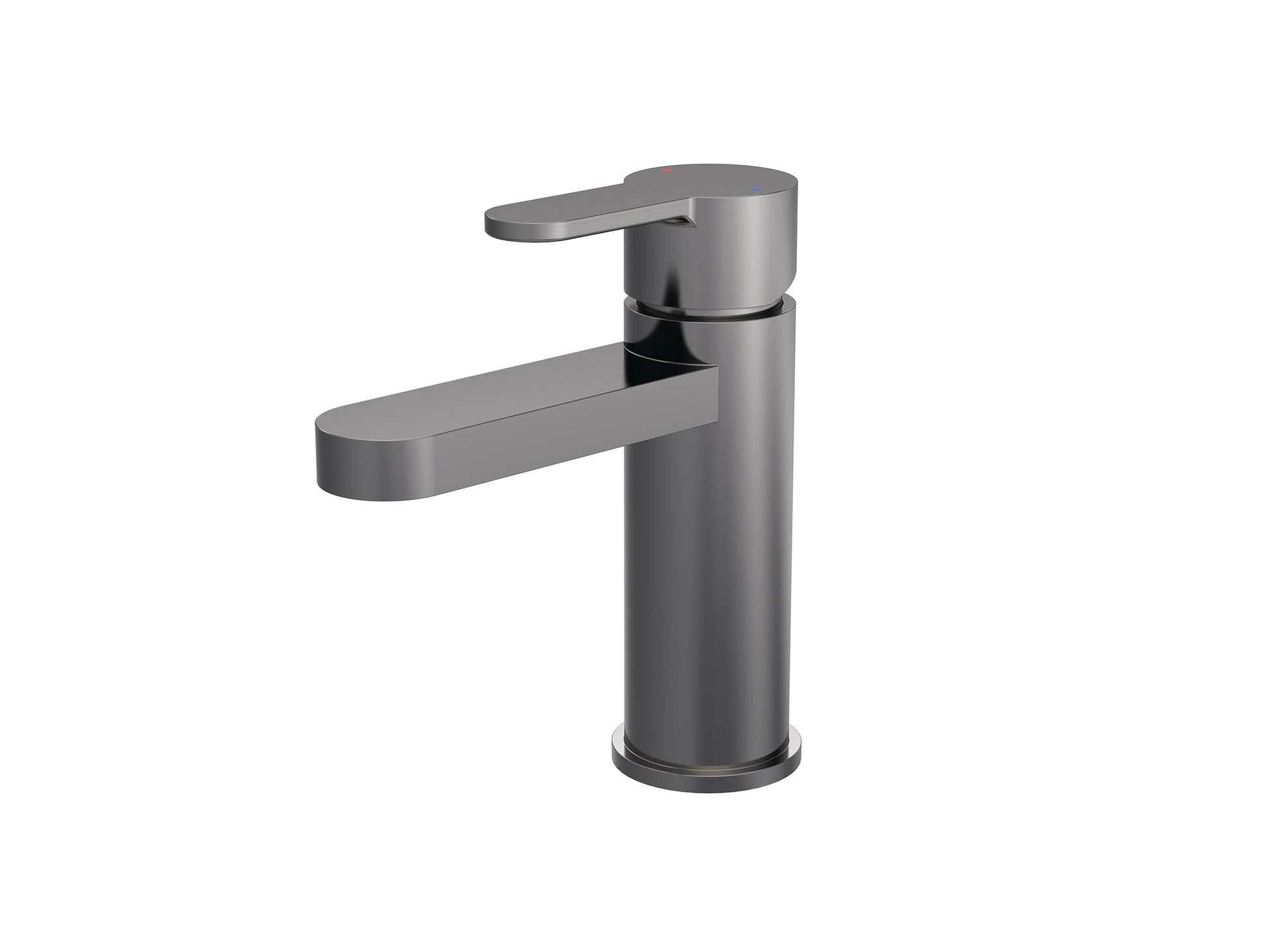 Top-down view of polished chrome mixer tap with minimalist profile
