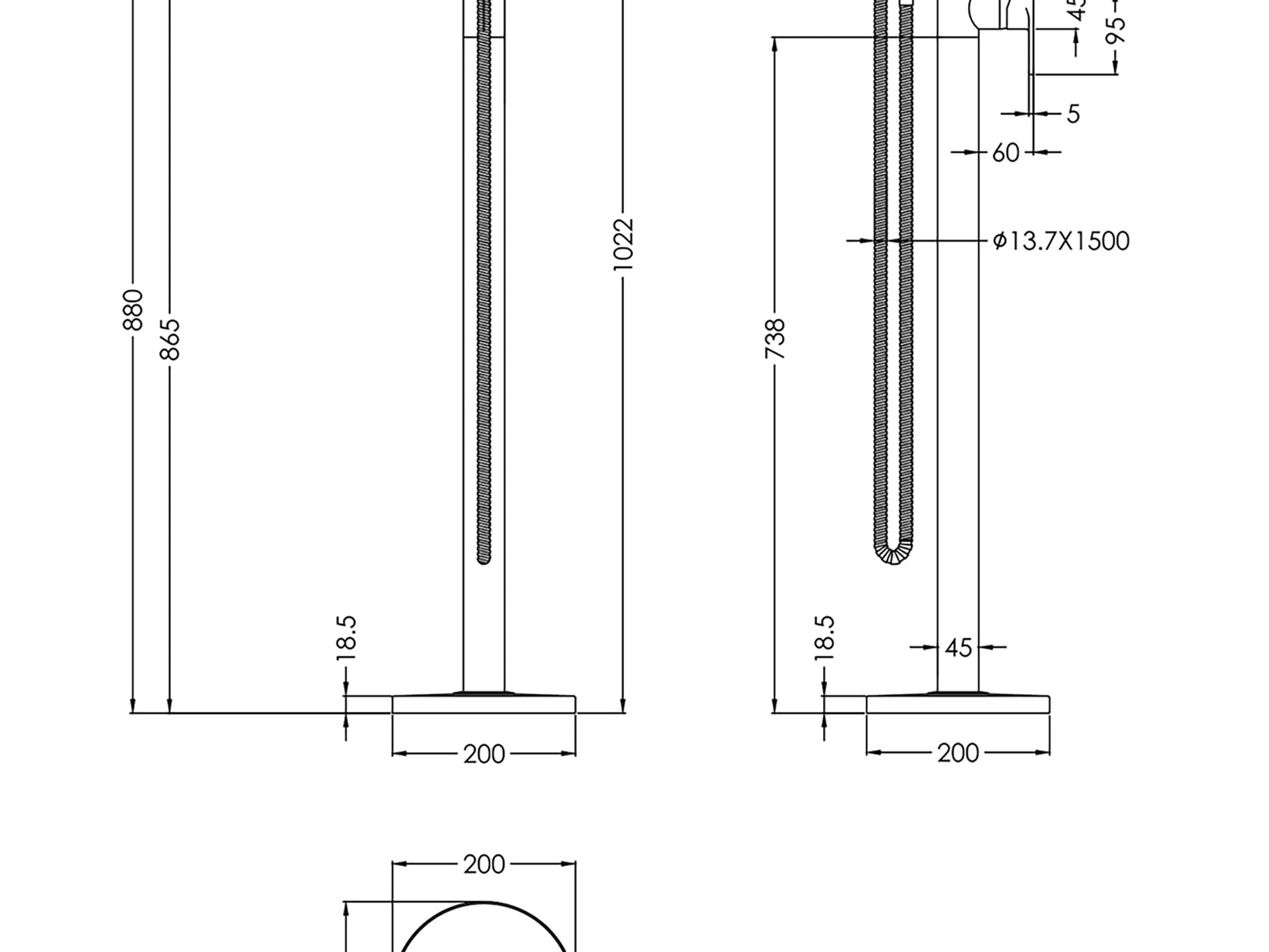 Close-up of brushed pewter twin levers on freestanding bath tap