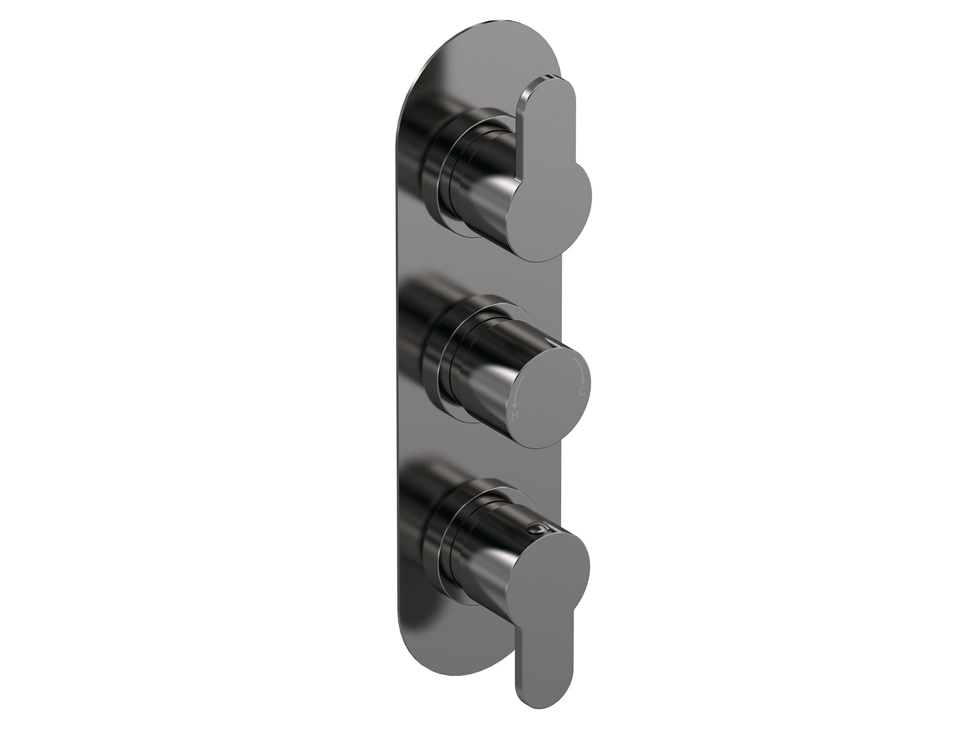 Nuie Arvan Triple Thermostatic Valve - Brushed Pewter