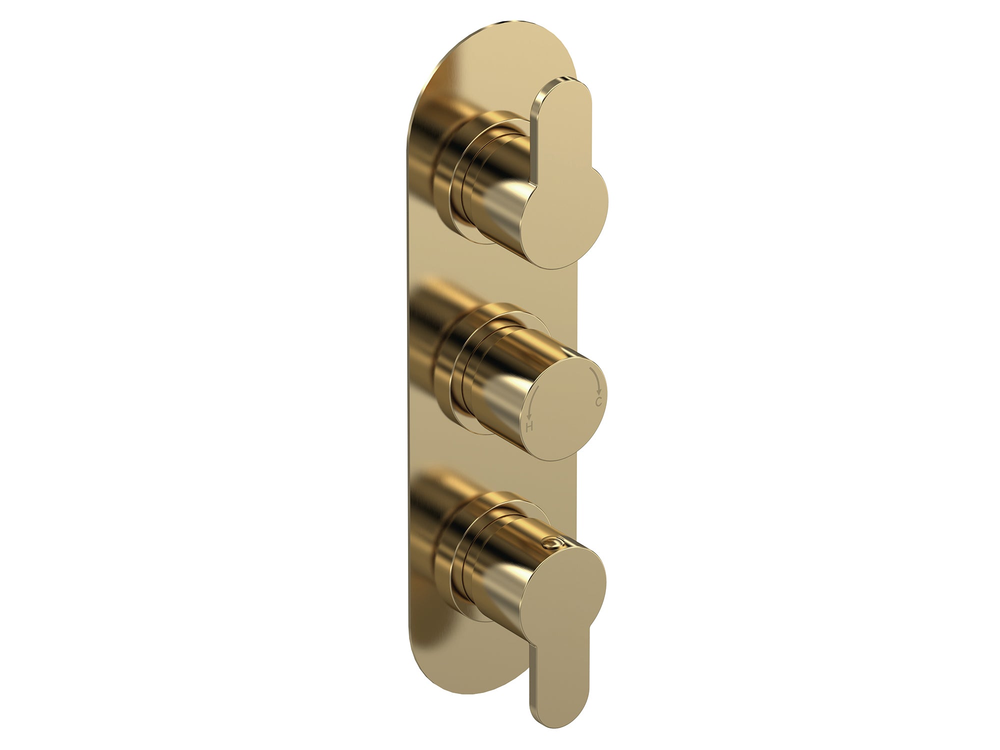 Nuie Arvan Triple Thermostatic Valve With Diverter - Brushed Brass