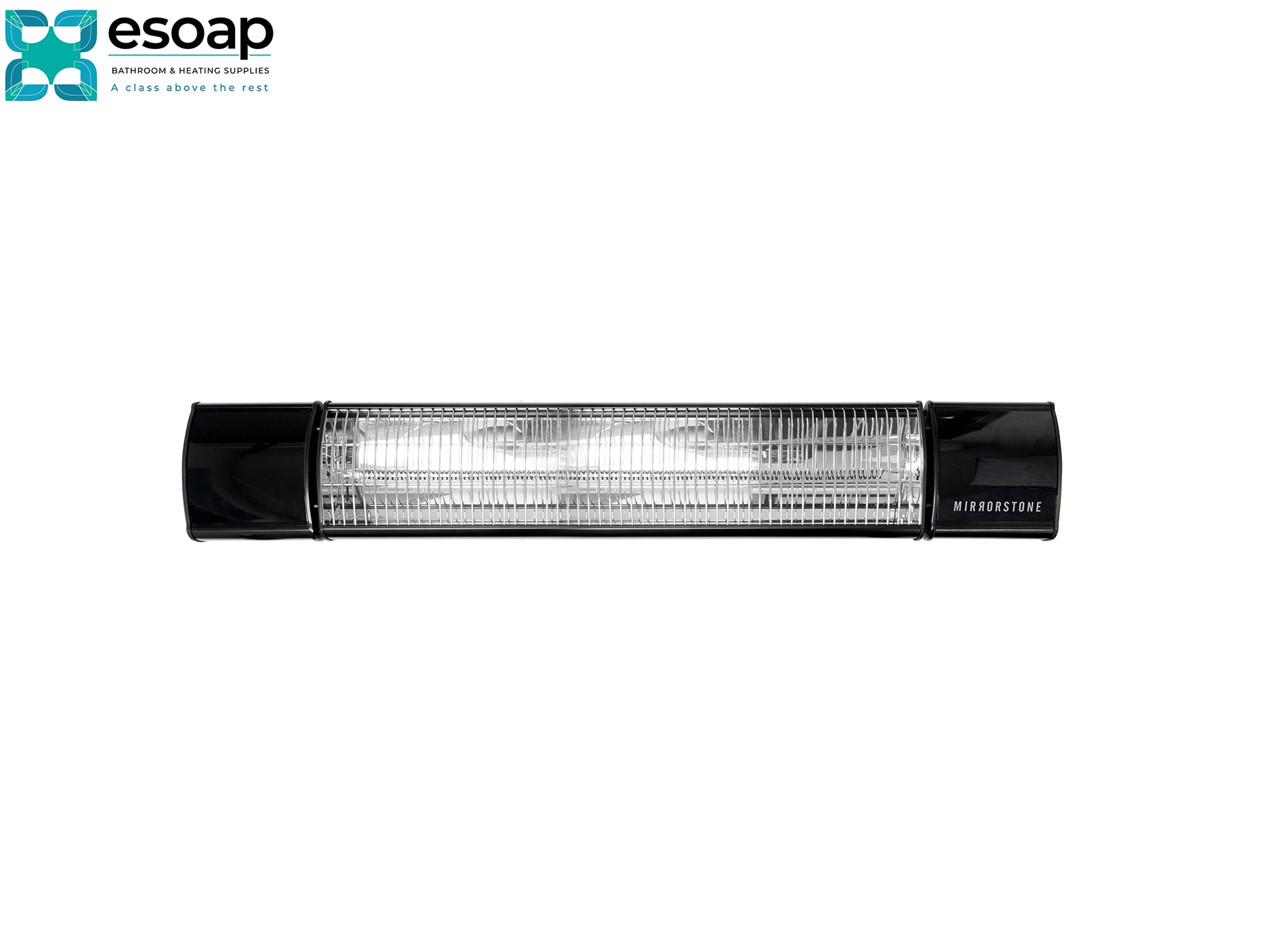 Face of 2.4kW Athena Infrared Bar Heater on a white background with Esoap logo.