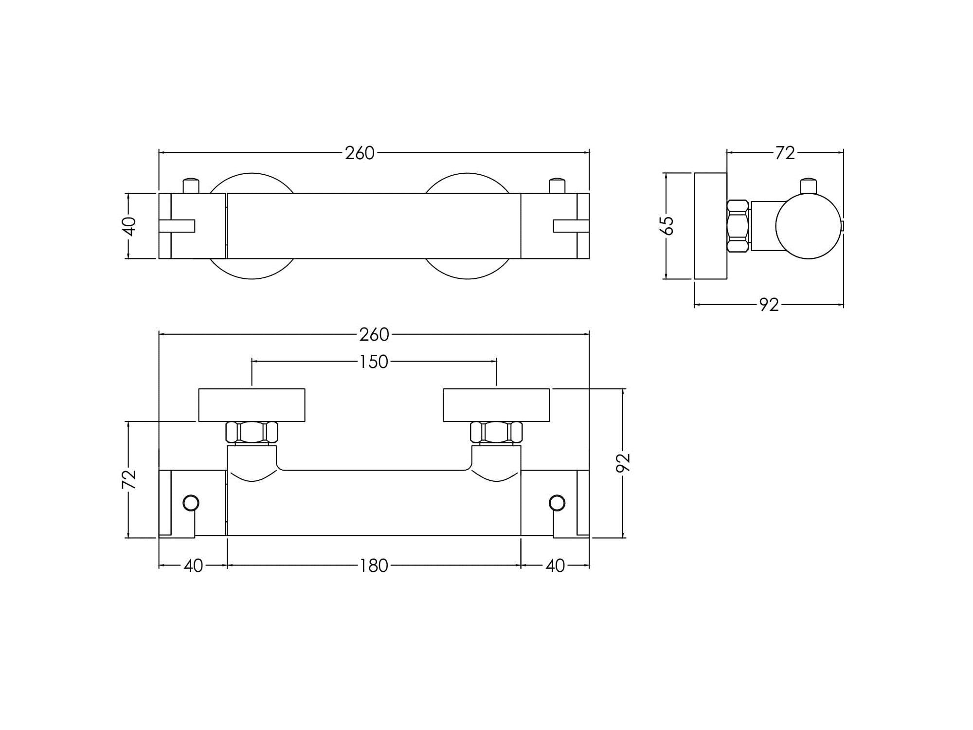Nuie Binsey Chrome Thermostatic Round Bar Valve