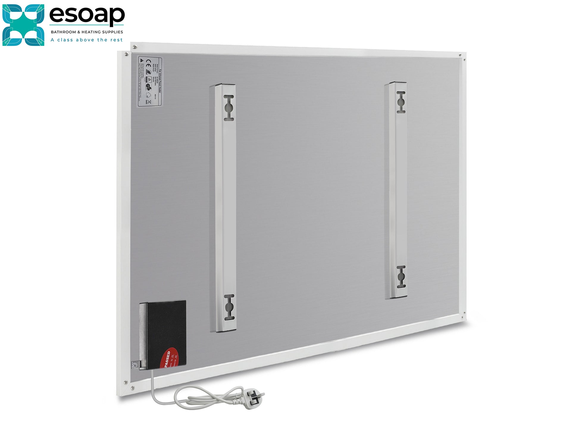 1200W Classic Infrared Heating Panel White wall-mounted back view - Esoap