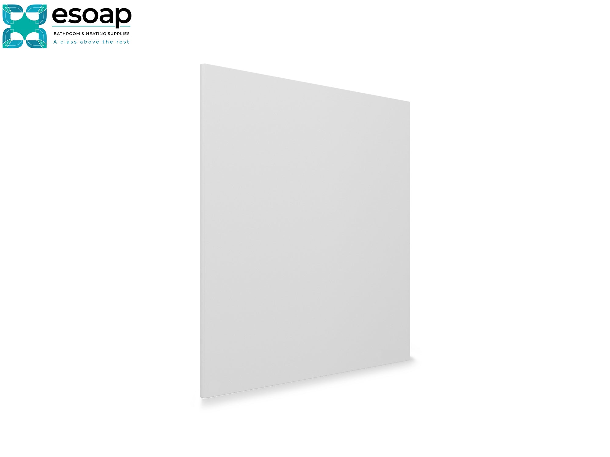 White 350W Premium Frameless Infrared Heating Panel with Esoap logo in the corner