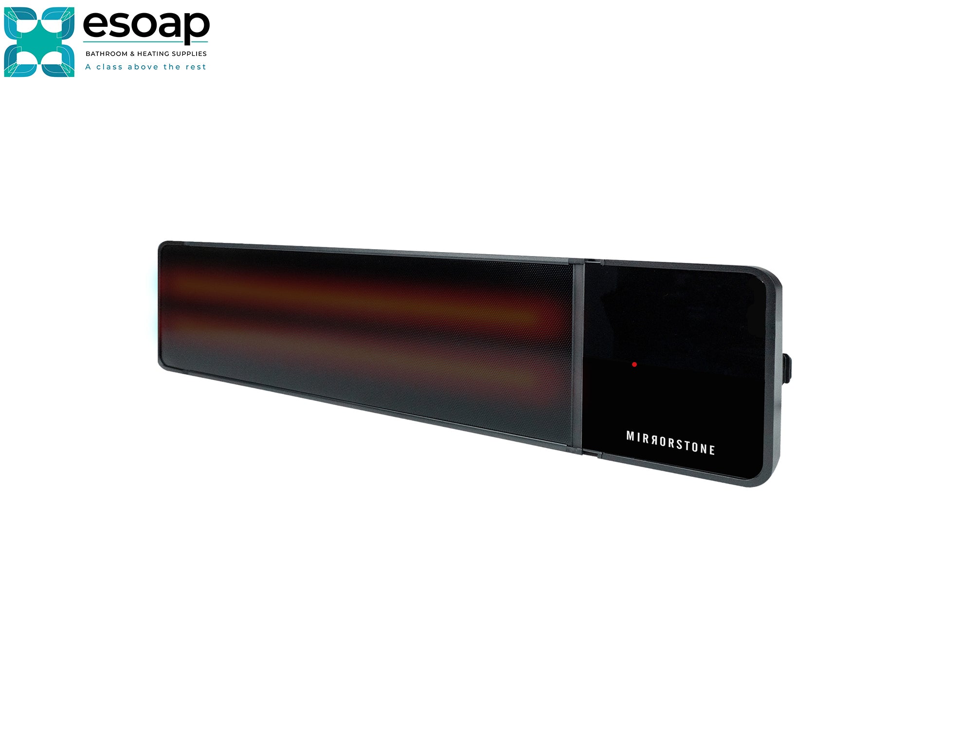 2.4kW Thela Infrared Bar Heater with 'Microstone' branding on a white background, featuring the Esoap logo.