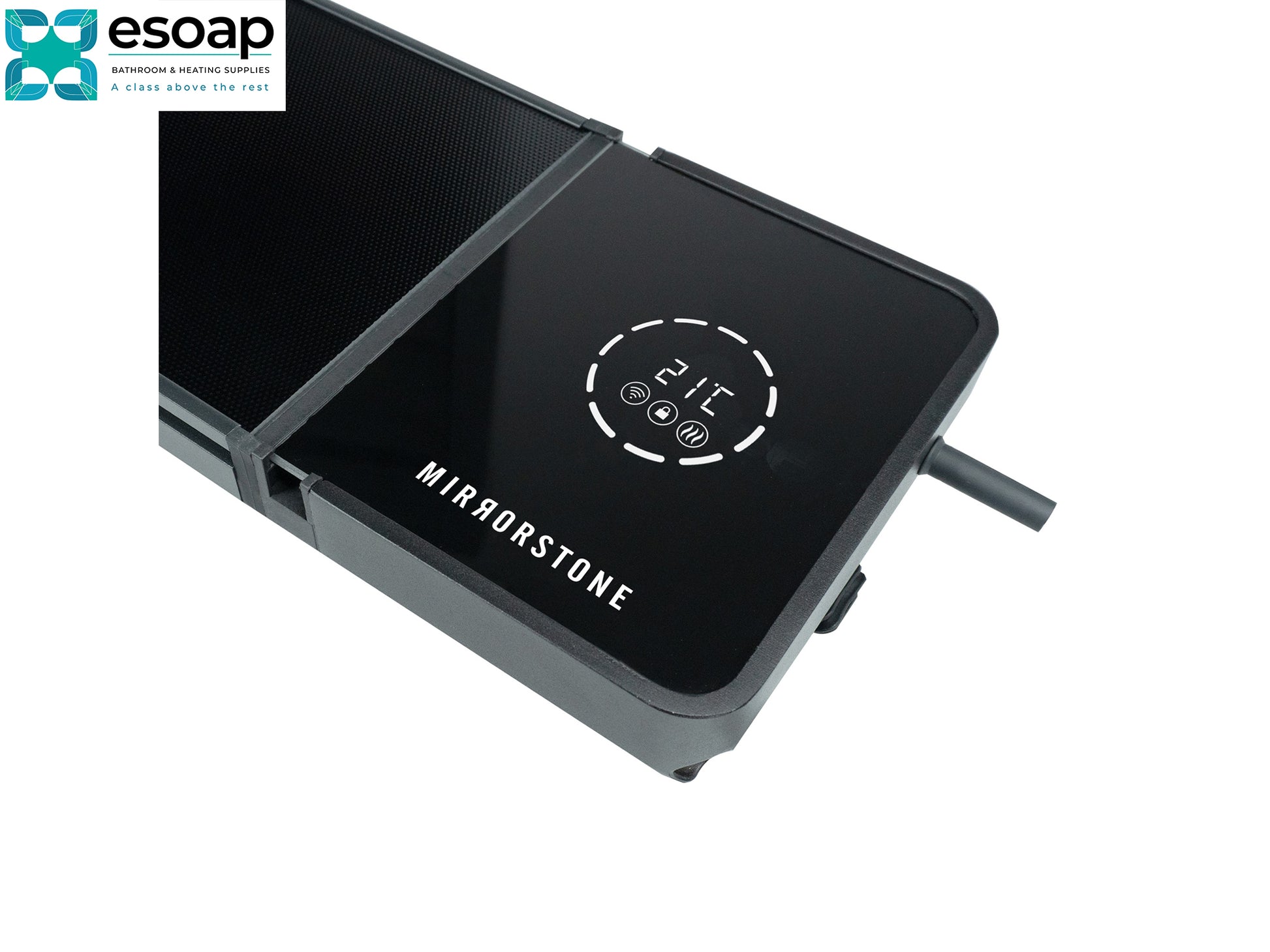 2.4kW Theia Wi-Fi Remote Controllable with digital display on a white background, featuring the brand 'esoap'.