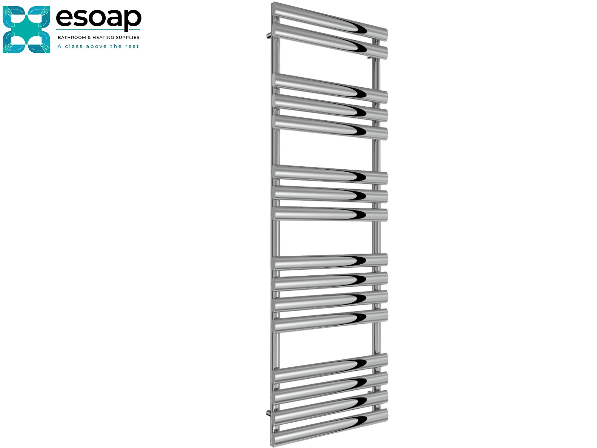 chrome arbori designer radiator 1510 x 500 on white background featuring esoap branding