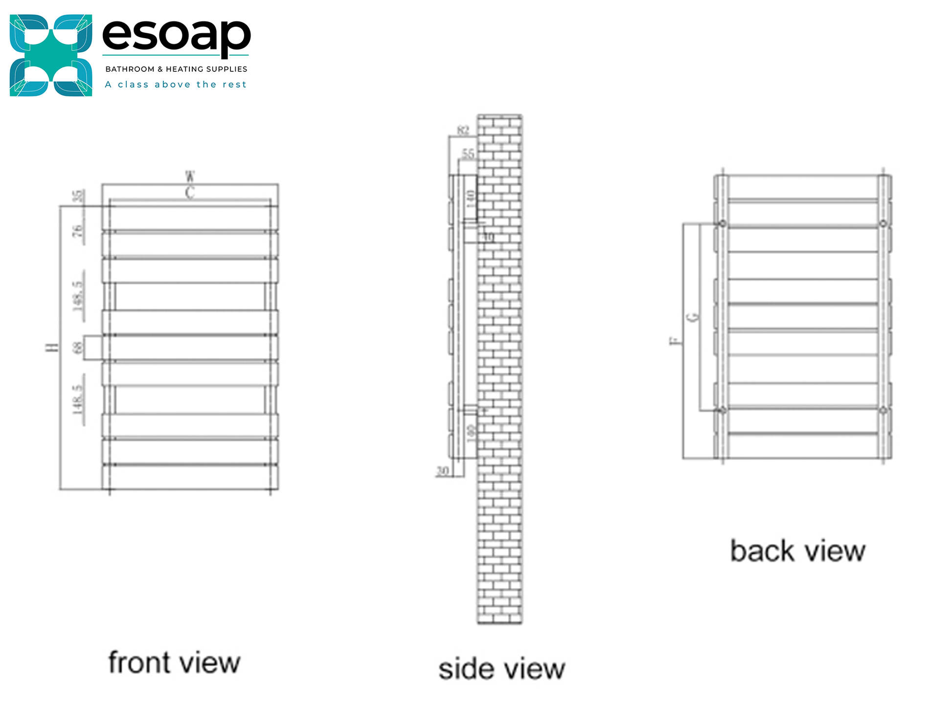 Technical drawing for avola designer radiator 