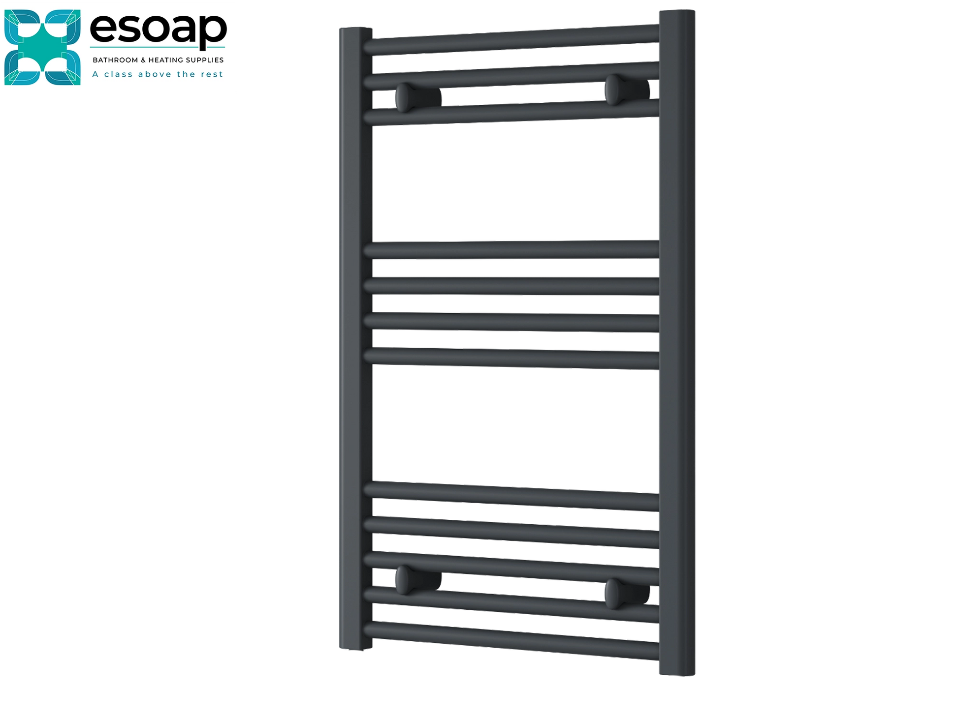 Black towel radiator capo flat electric 800 x 500 on a white background with 'esop' branding.
