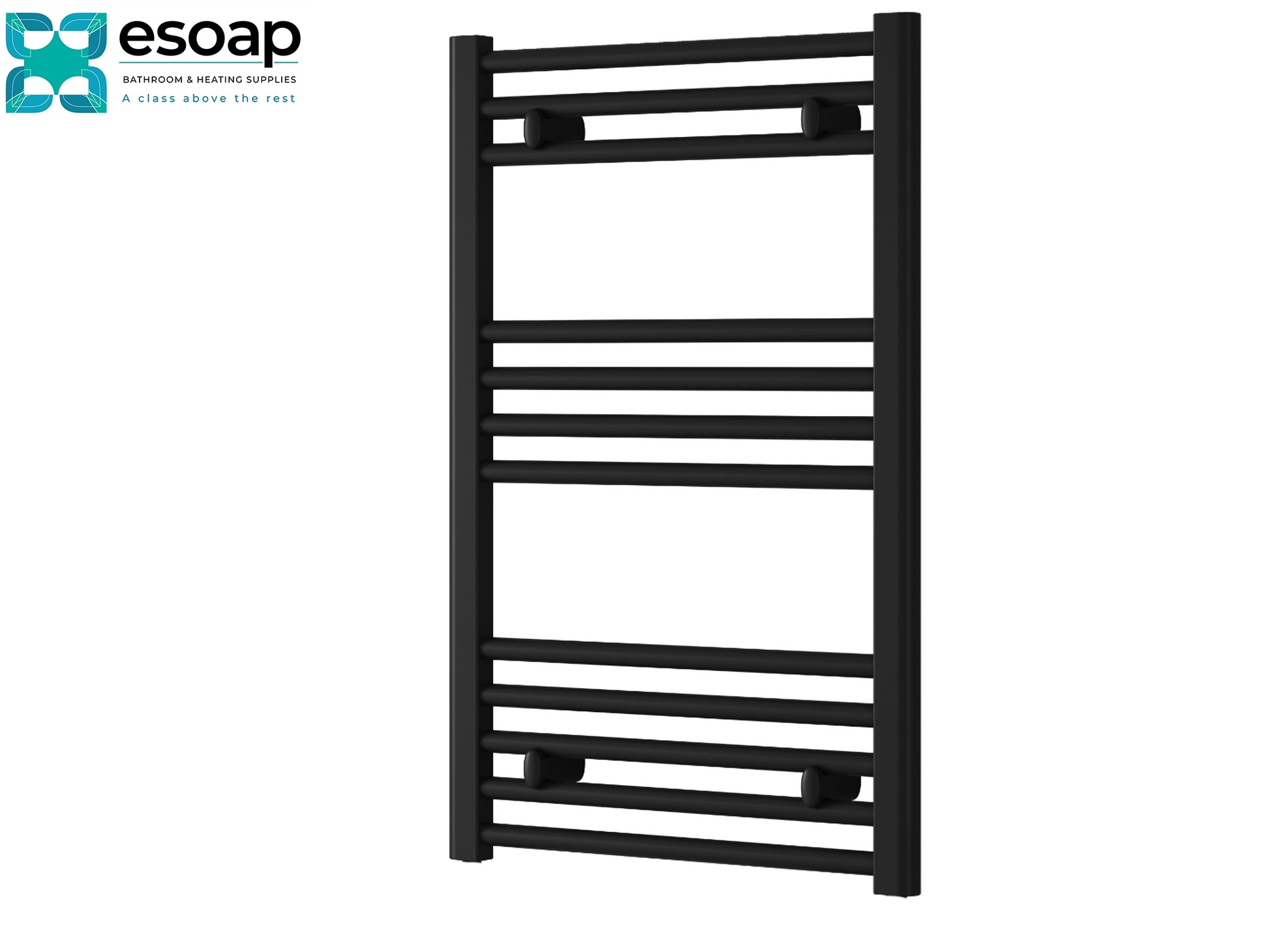 Black towel radiator capo flat electric 800 500 on a white background with 'esop' branding.