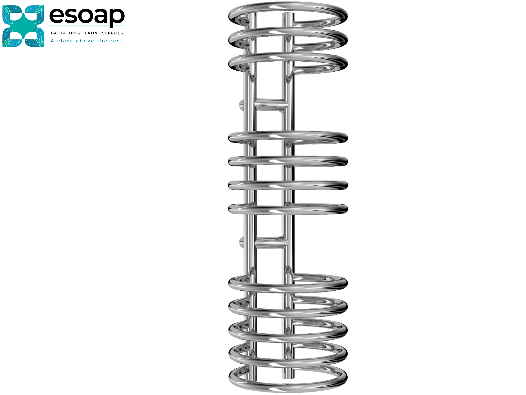 Claro 900 x 300 Chrome radiator on a black background featuring the esoap logo