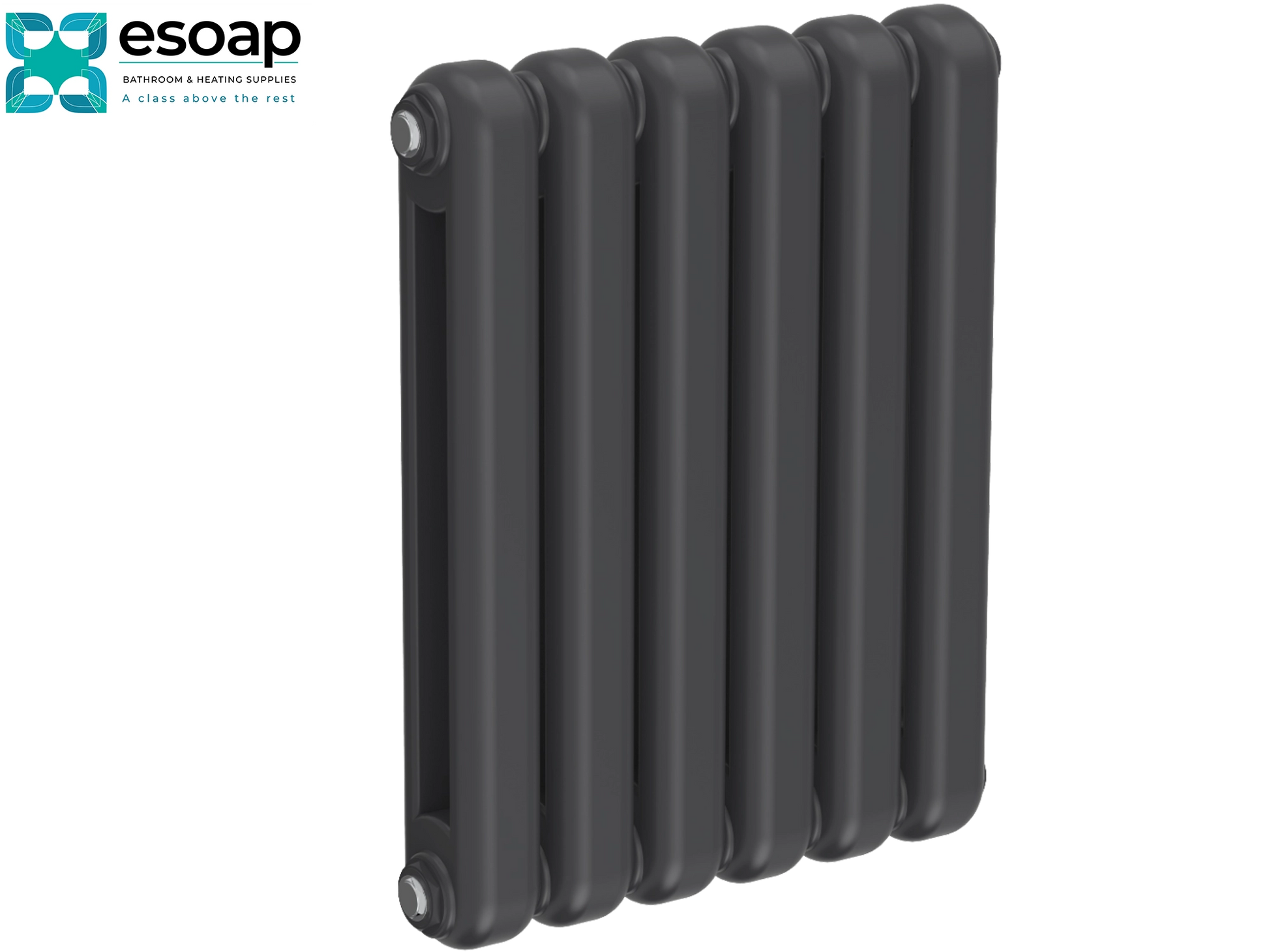 Coneva Horizontal 550 x 440 Anthracite radiator with esoap logo in the corner