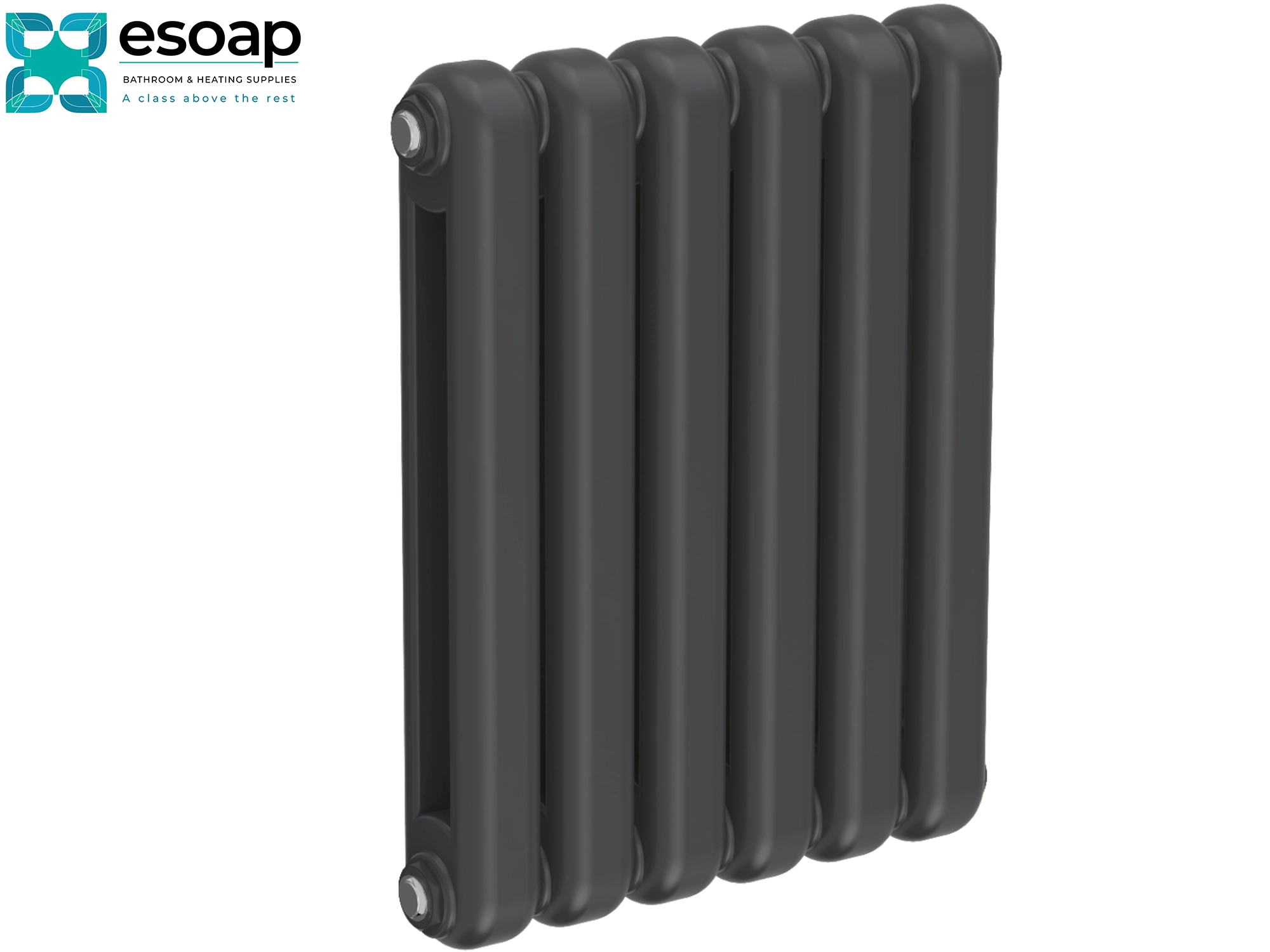 Coneva Horizontal 550 x 440 Anthracite radiator with esoap logo in the corner