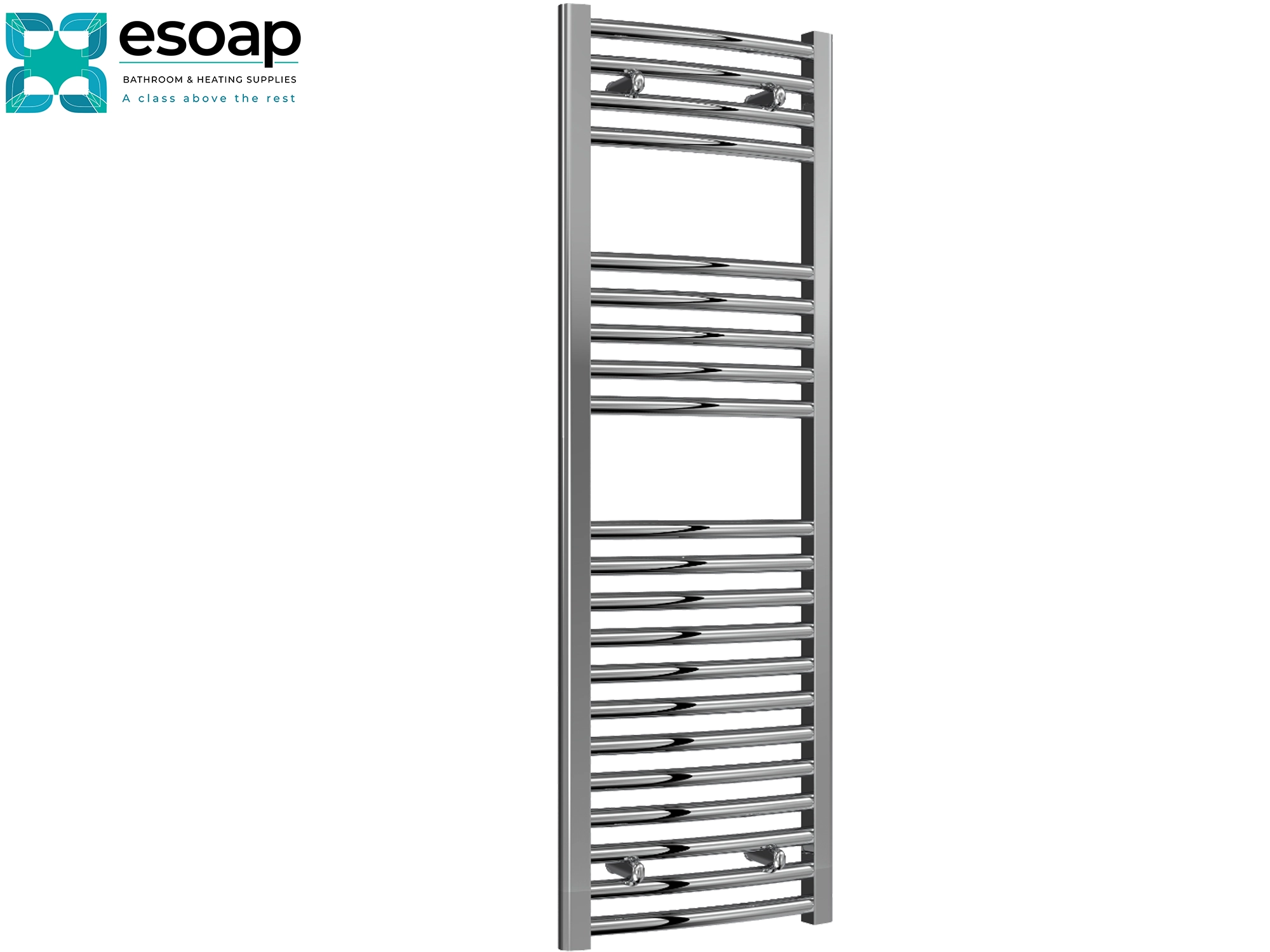Chrome Towel Radiaors 1200 x 400 on white background featuring esoap branding