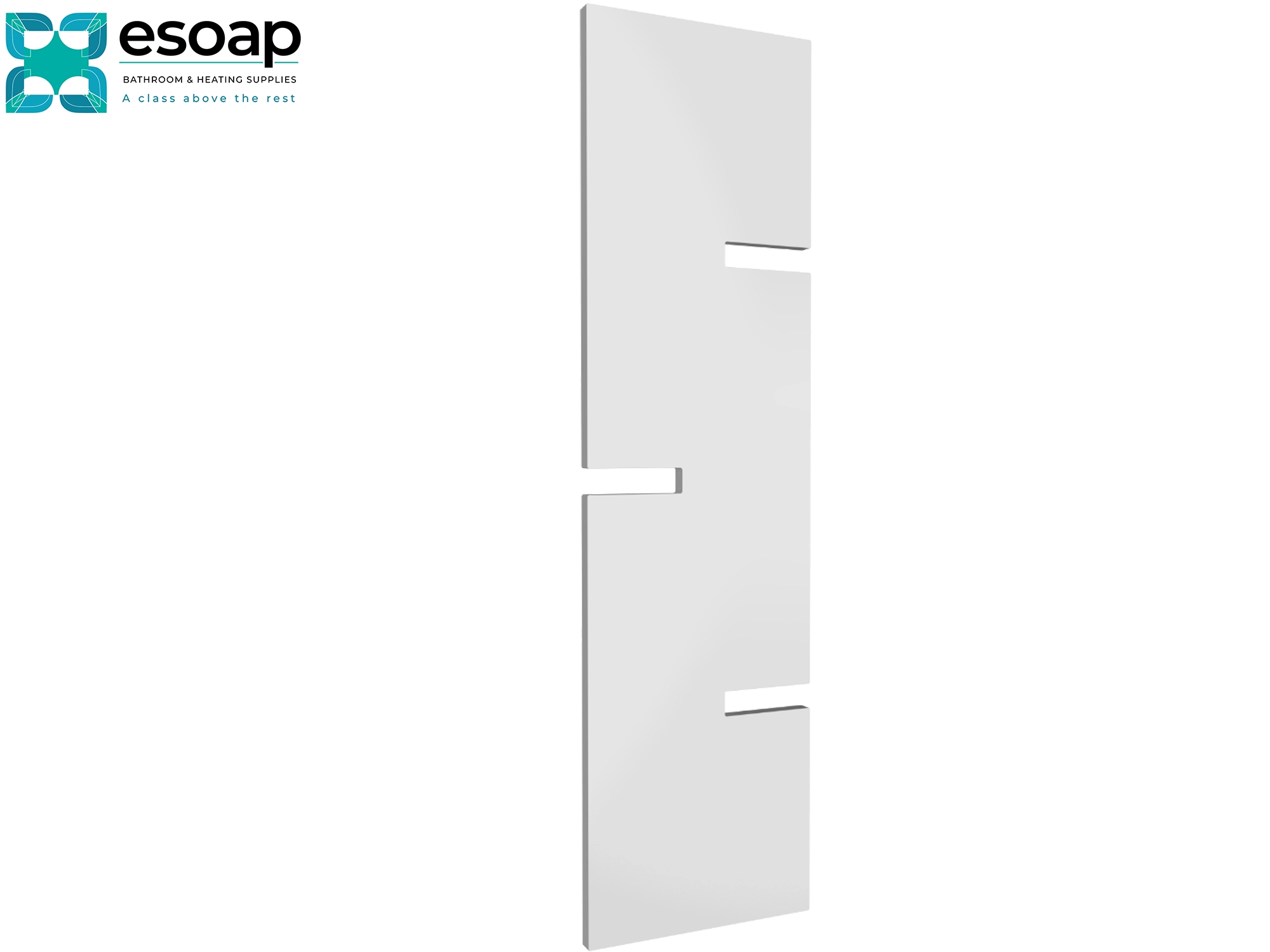 Fiore 1790 x 490 White rectangular panel with cutout design on a white background, featuring the Esoap brand.