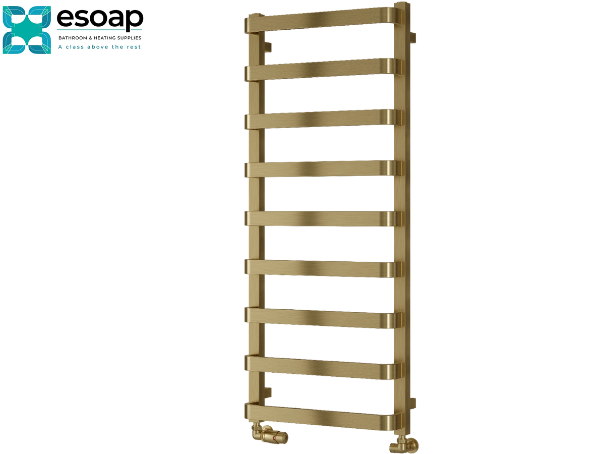 Reina Flora 1200x500 Brushed Brass Designer Radiator