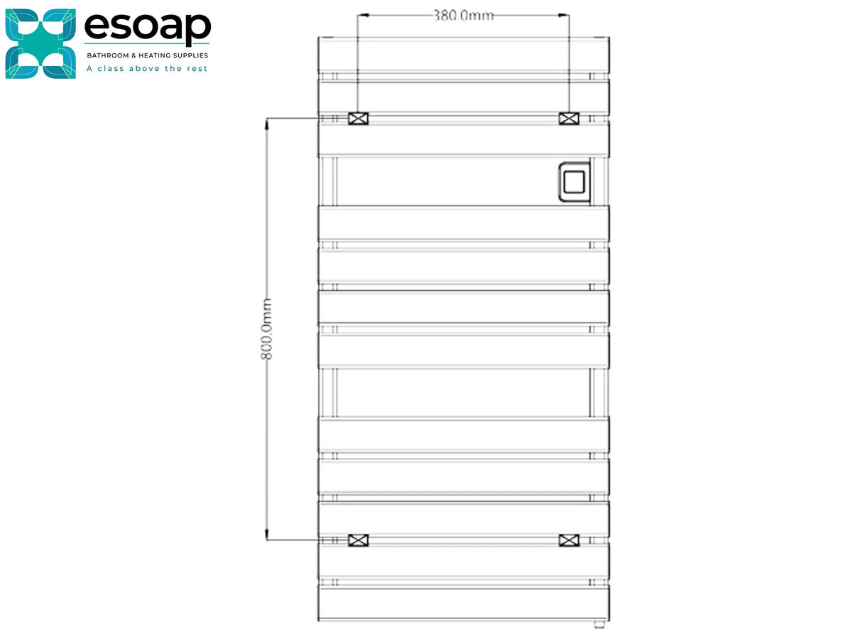Technical dimension drawing of a tall radiator with multiple horizontal fins, showing a height of 880.0mm and a width of 180. Reina Gia 1120x550 Designer Radiator
