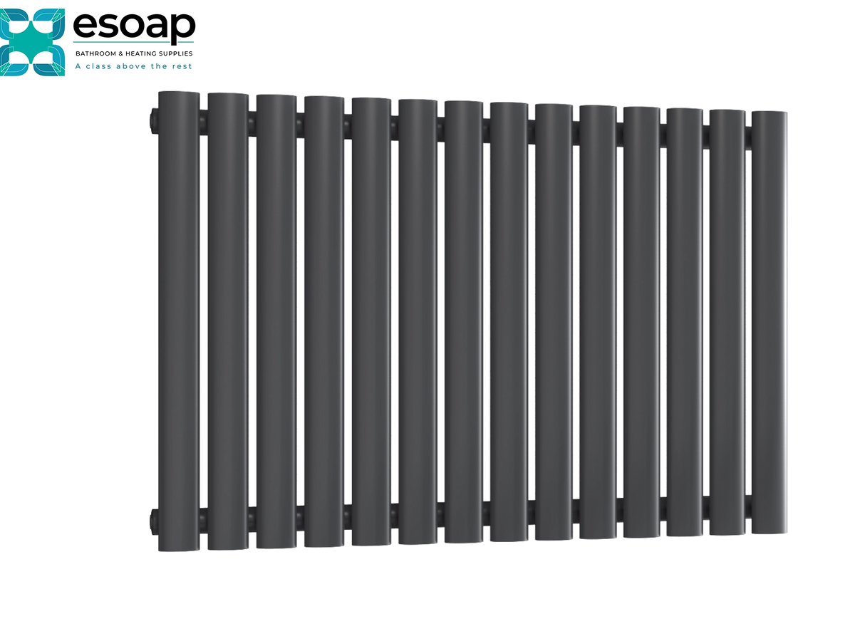 Reina Neva Horizontal Single 550x826 Anthracite Designer Radiator with esoap logo