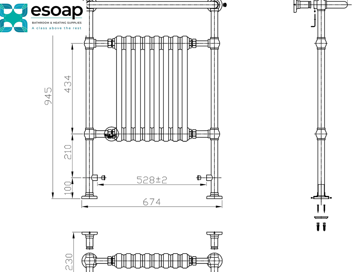 Reina Victoria 960x675 Chrome/White Designer Radiator
