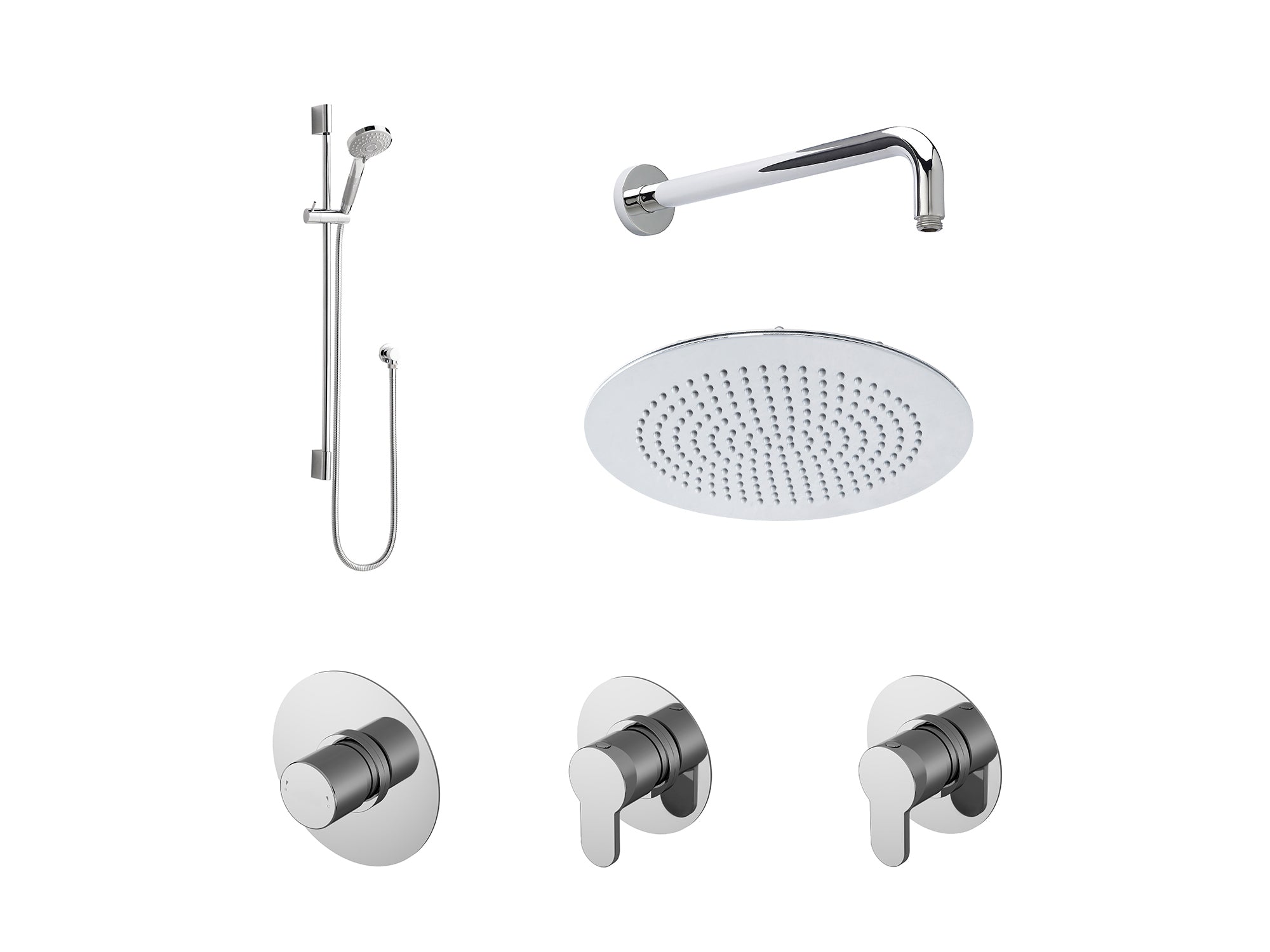 Nuie Arvan Thermostatic Concealed Mixer Shower with Shower Kit + Fixed Head Stop Tap and Diverter
