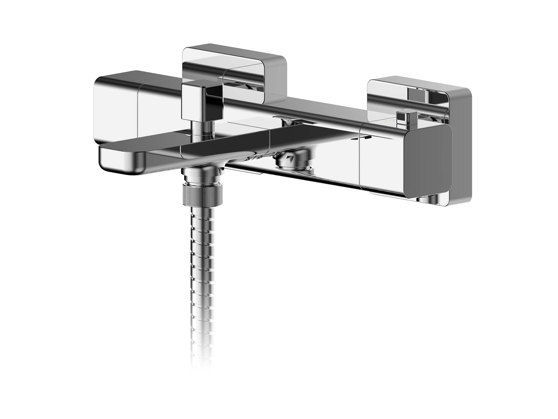 Nuie Windon square chrome thermostatic bath shower mixer on tiled wall