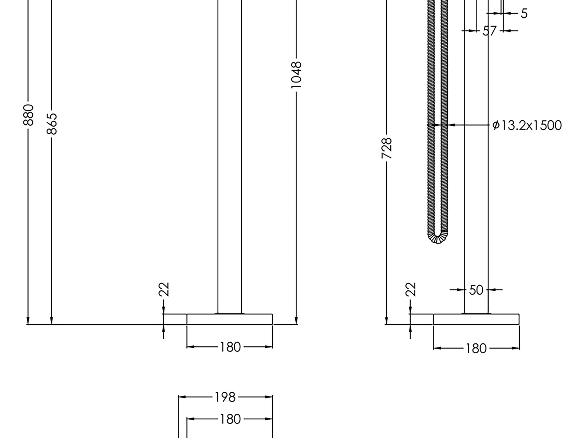 Close-up of Windon bath mixer spout and shower handset