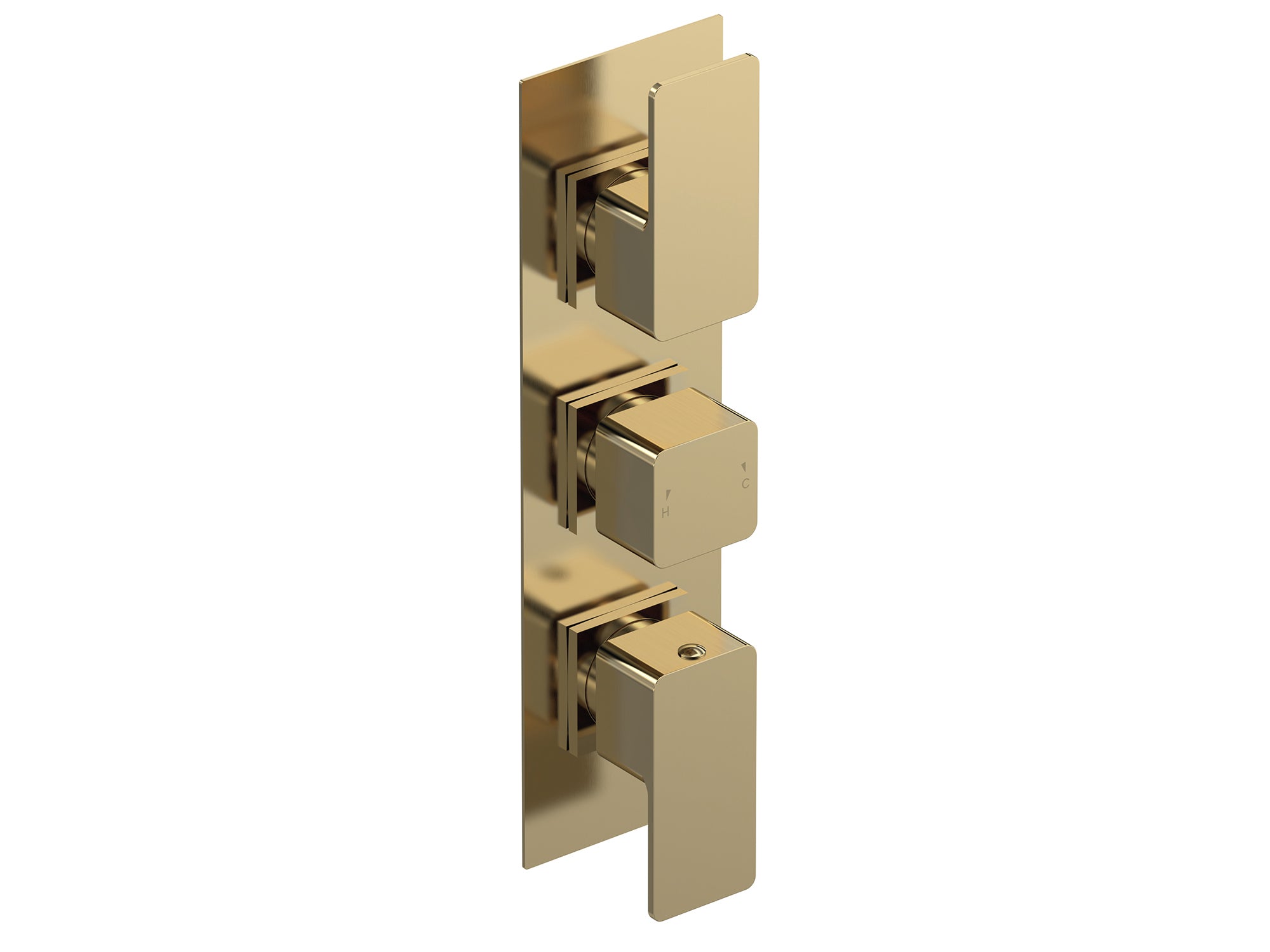 Nuie Windon Triple Thermostatic Valve With Diverter - Brushed Brass